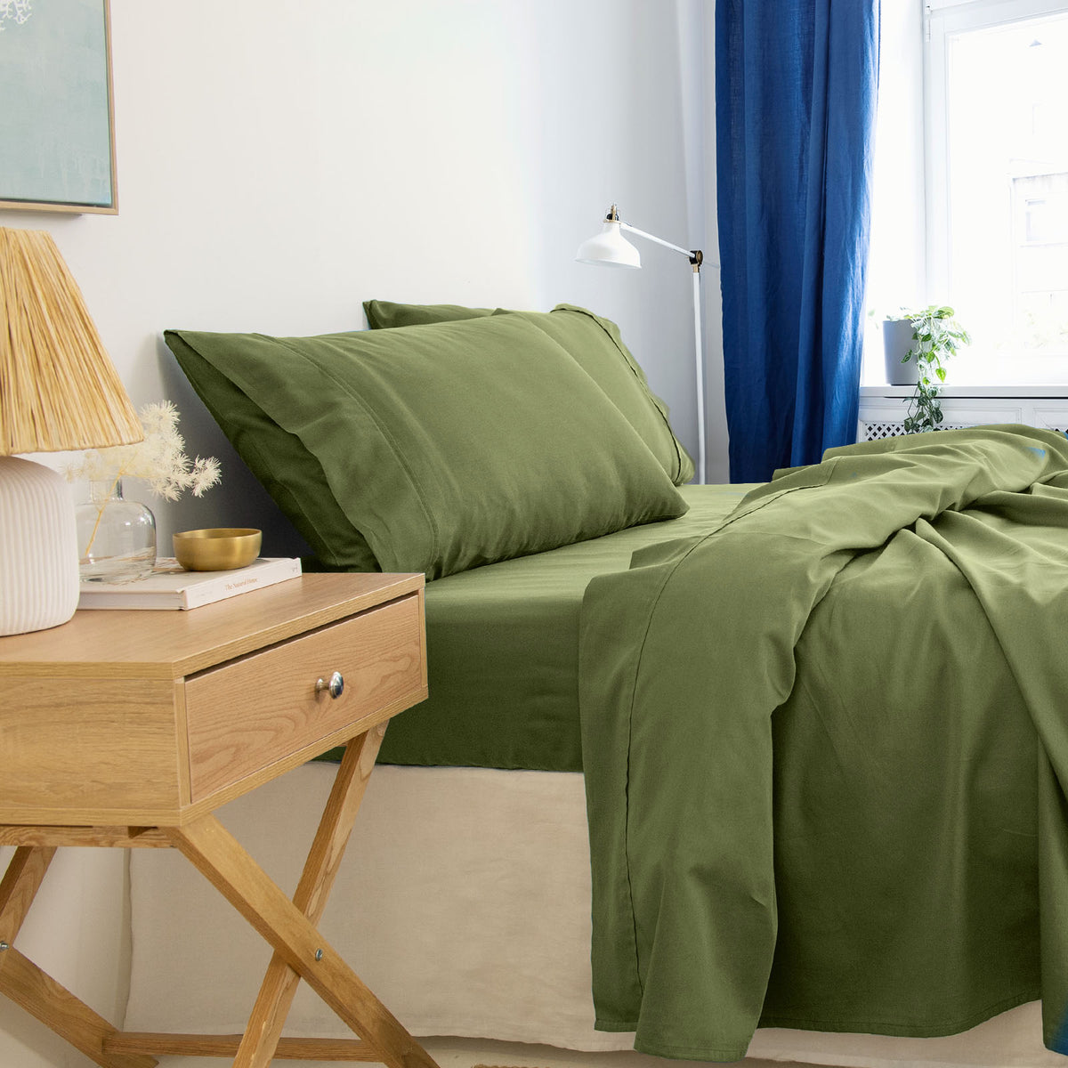 Royal Comfort - Balmain 1000TC Bamboo cotton Sheet Sets (Queen) - Olive-1951134877722218498