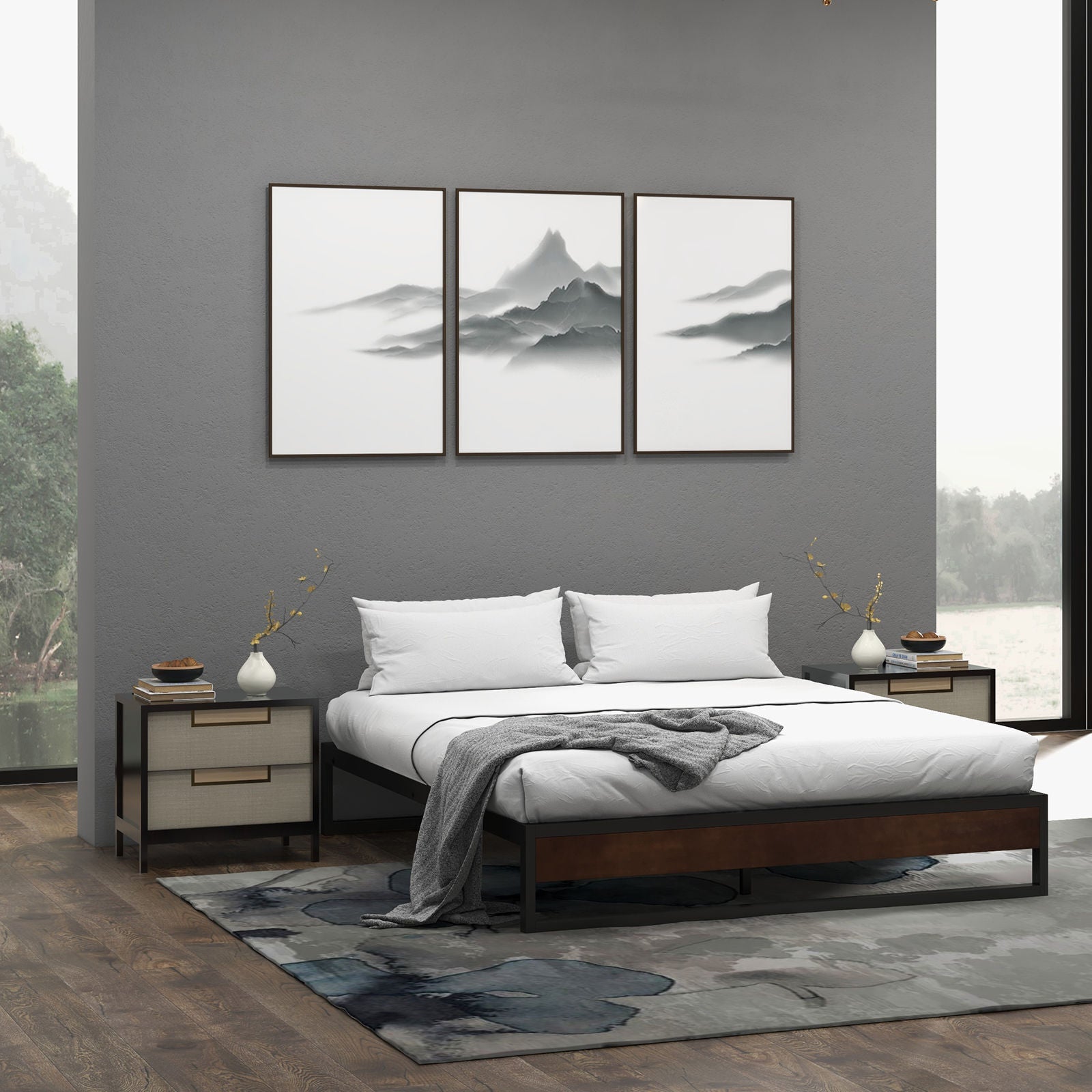 Sorrento Metal and Wood bed base - Single