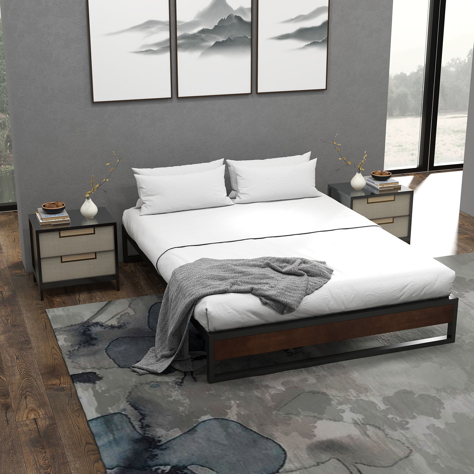 Sorrento Metal and Wood bed base - Single