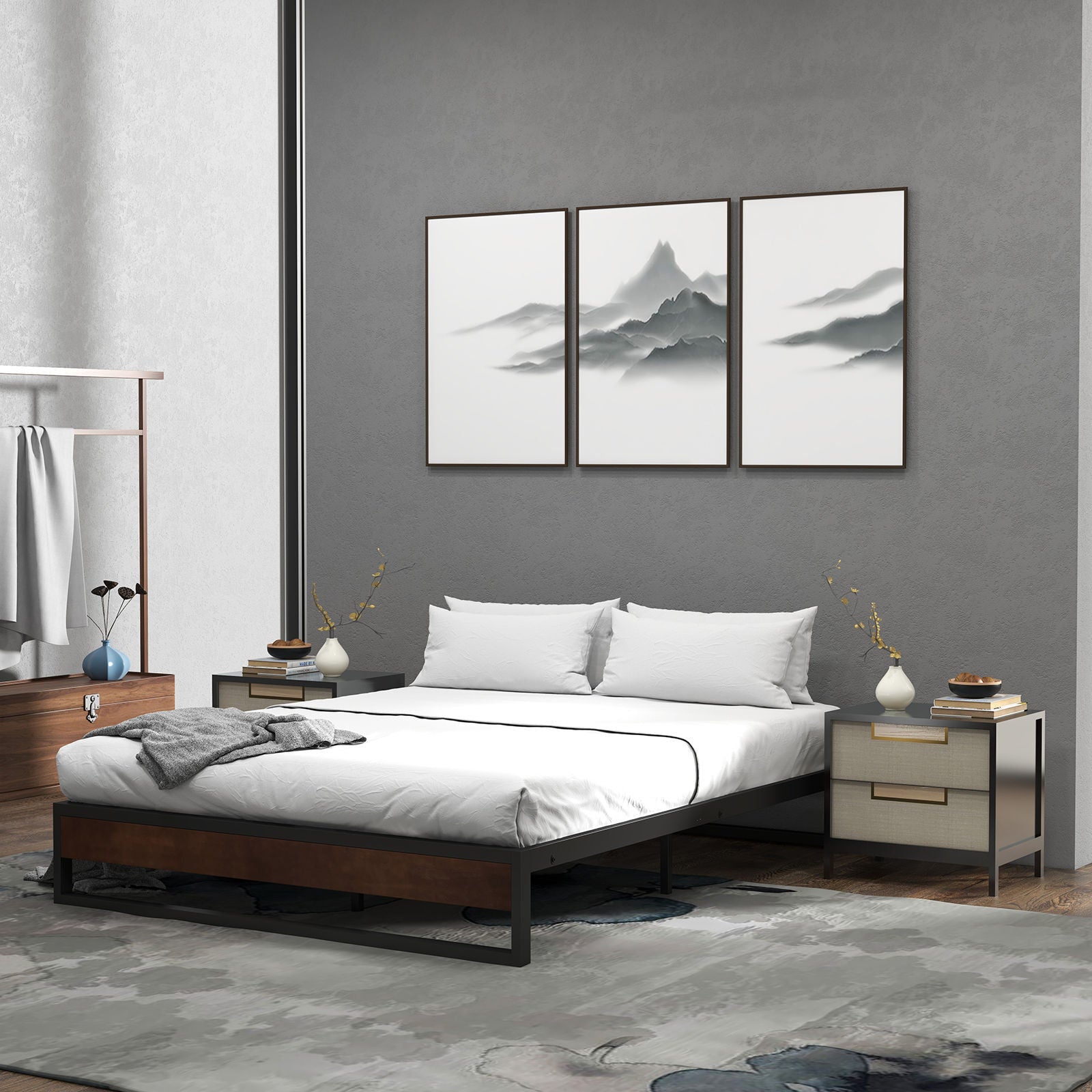 Sorrento Metal and Wood bed base - Single