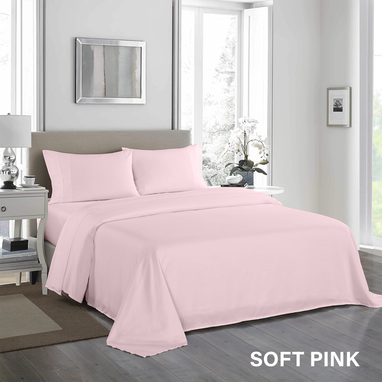 Royal Comfort - 1200TC Ultrasoft 4 Pc Sheet Set - Queen - Soft Pink-1951134880846974981