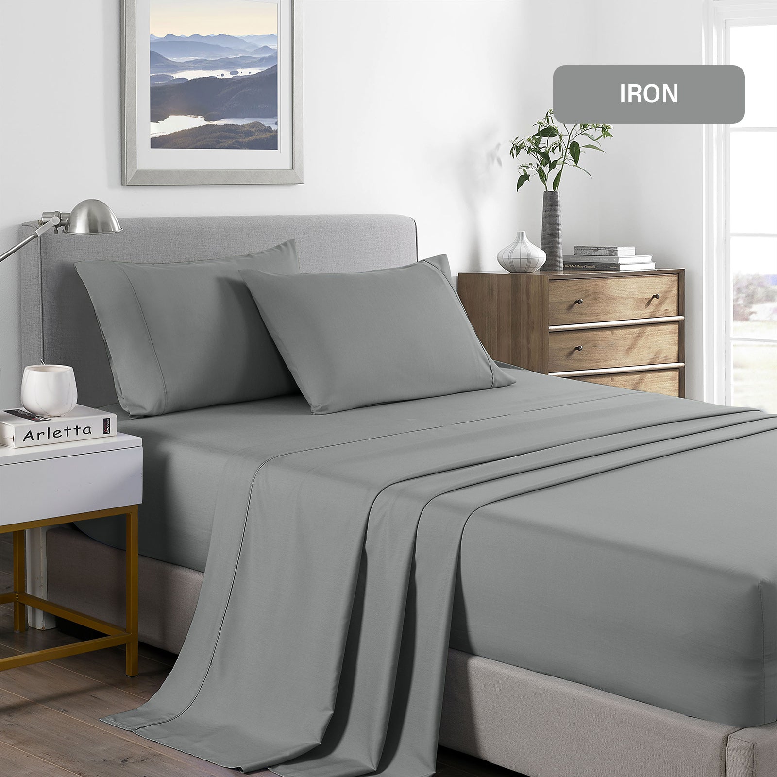 Royal Comfort Bamboo Cooling 2000TC Sheet Set - Single - Mid Grey-1951134883795570692