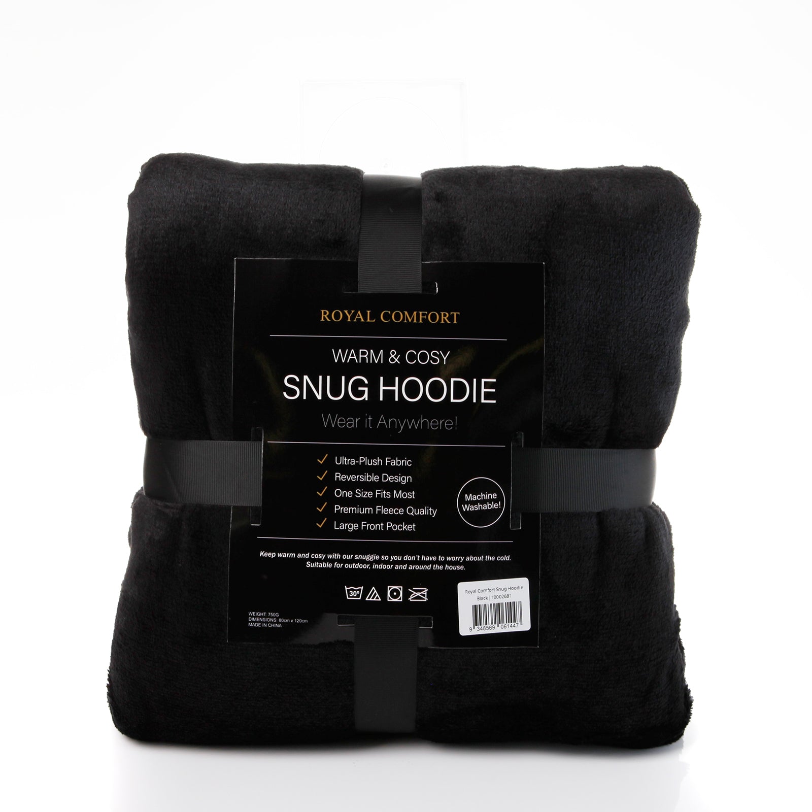 Royal Comfort Snug Hoodie - Black-1889884891676545028