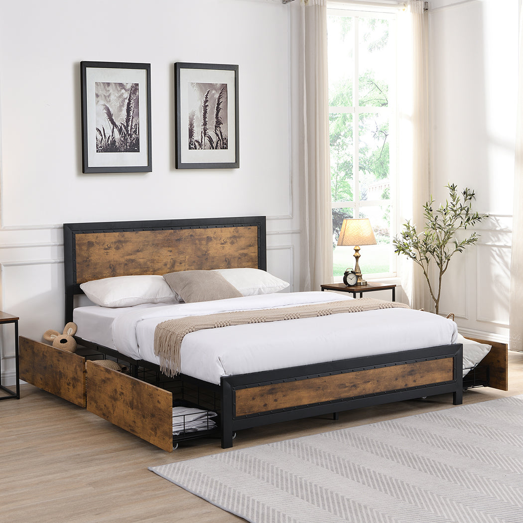 Levede Metal Bed Frame Double Mattress-1864183202613170182