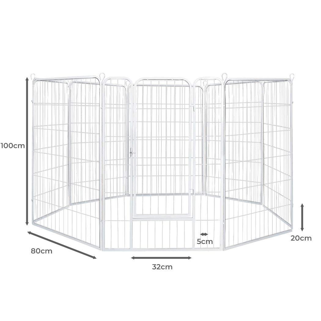PaWz 8 Panel 40'' Pet Dog Playpen Puppy White 2.5kg Venison-1864183335576801282