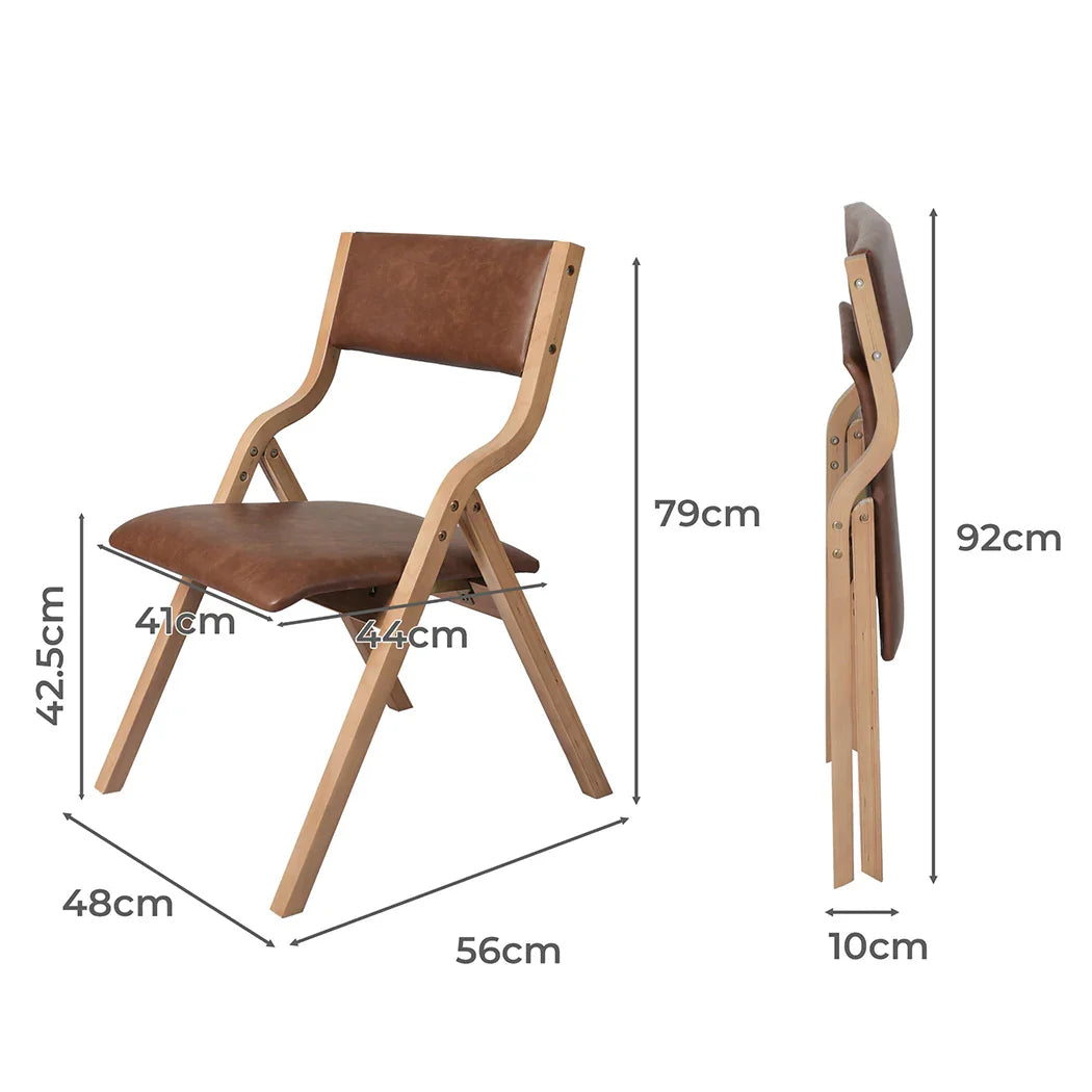 Levede 4x Dining Chairs Foldable PU Tan-2018816883515592706