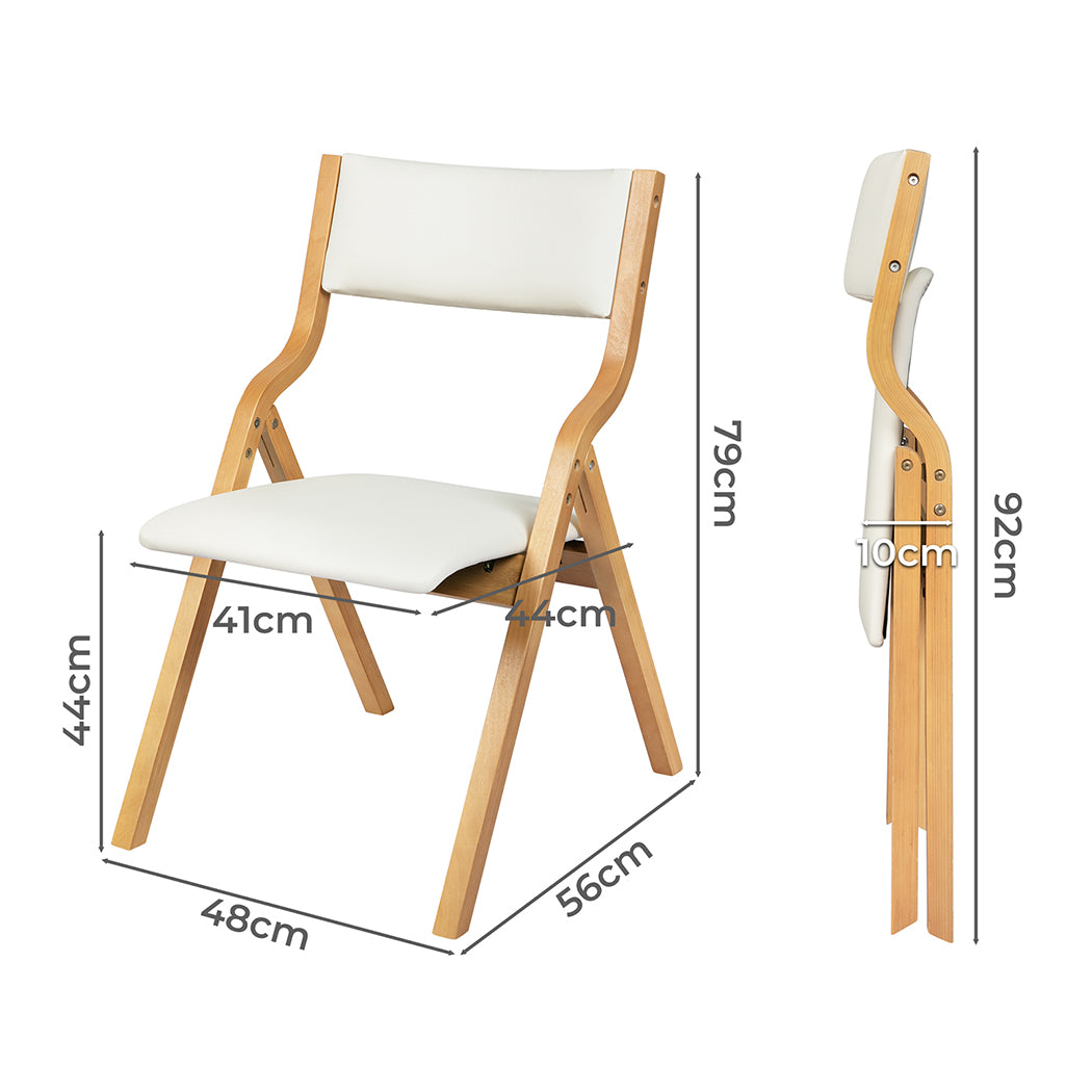 Levede 2x Dining Chairs Foldable PU Beige-1864183285631029250
