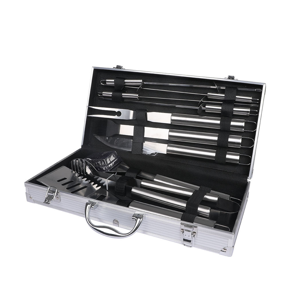 BBQ Tool Set 10‑Piece – Stainless Steel Grill Accessories with Case