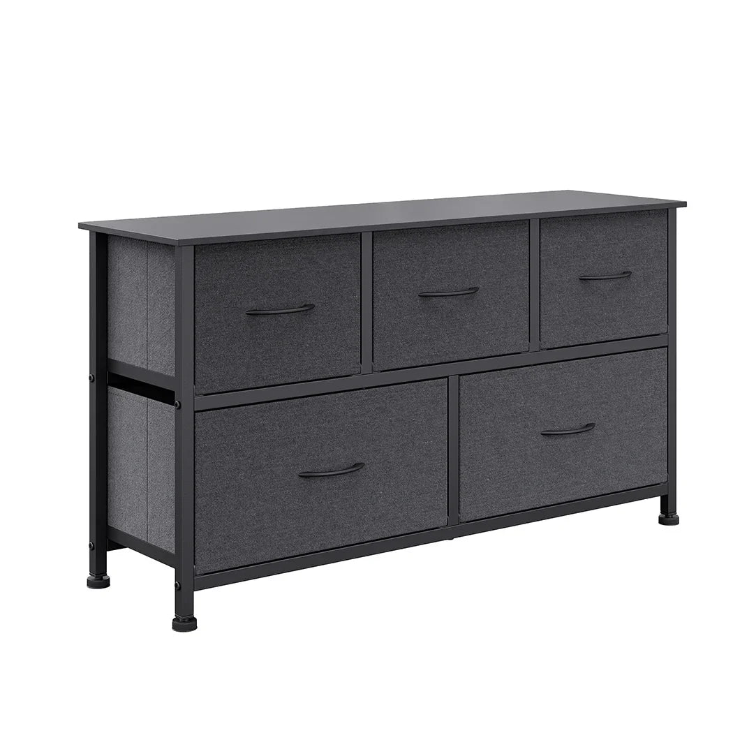 Levede Chest of 5 Drawers Storage Cabinet Dark Grey-2006733262080315392