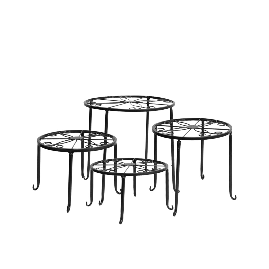 4 x Levede Metal Plant Stand Outdoor Black-1894516825329373184