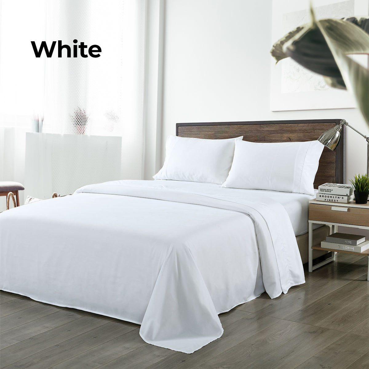 Royal Comfort Blended Bamboo Sheet Set White - Double-1951134847821025284