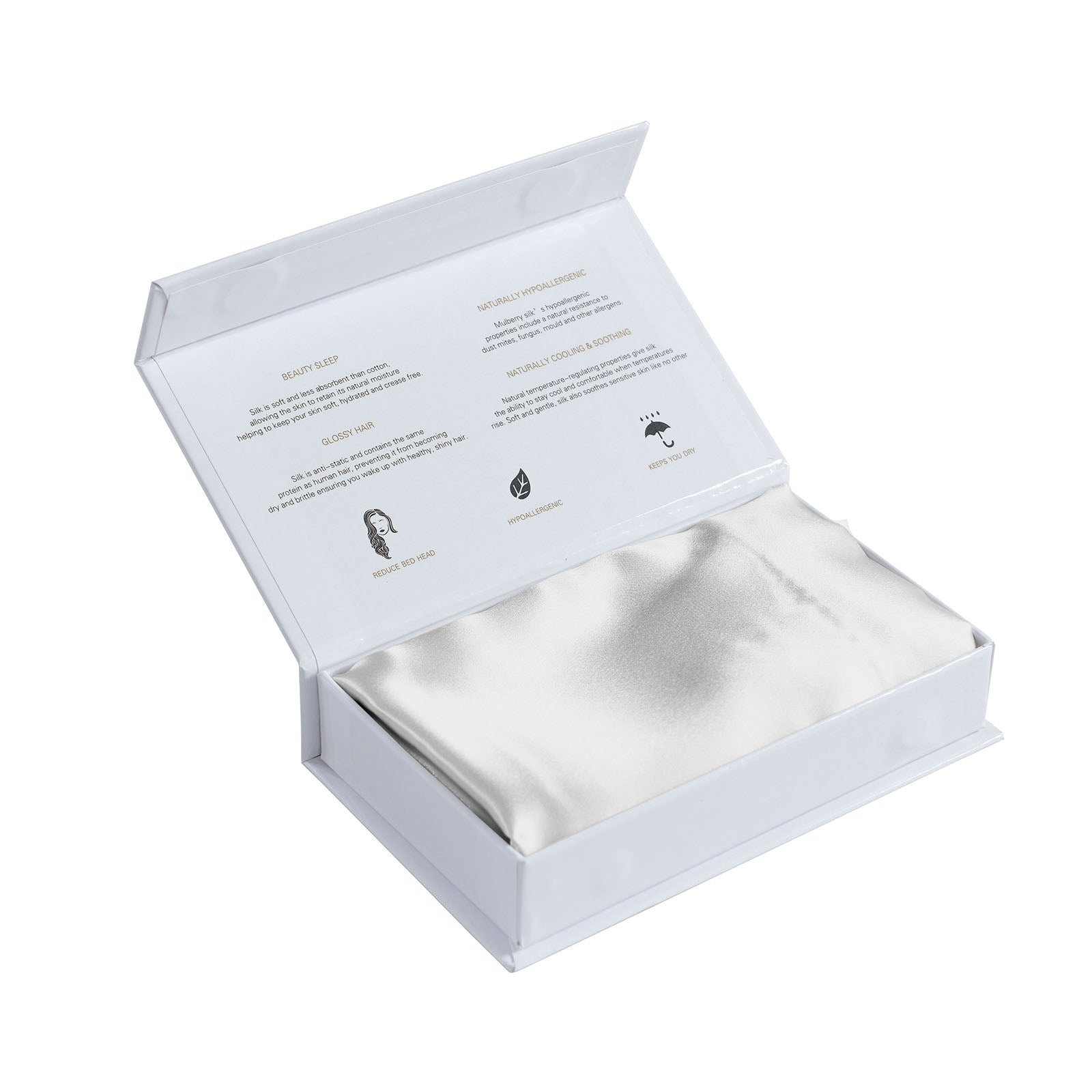 MULBERRY SILK PILLOW CASE TWIN PACK - SIZE: 51X76CM - SILVER-1951134812500791301