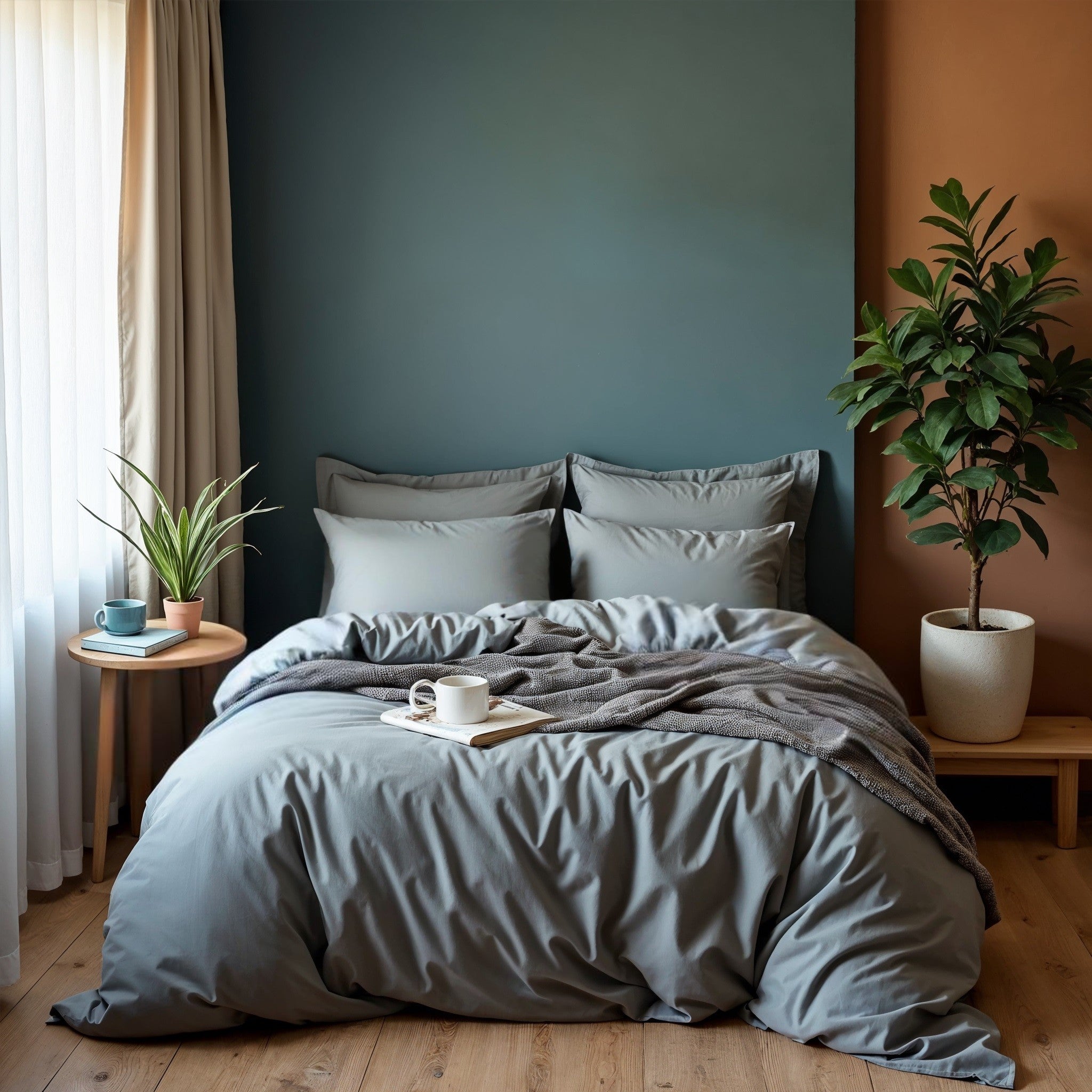 Royal Comfort 1000TC Cotton Blend Quilt Cover Sets King - Charcoal-1899951211843555328