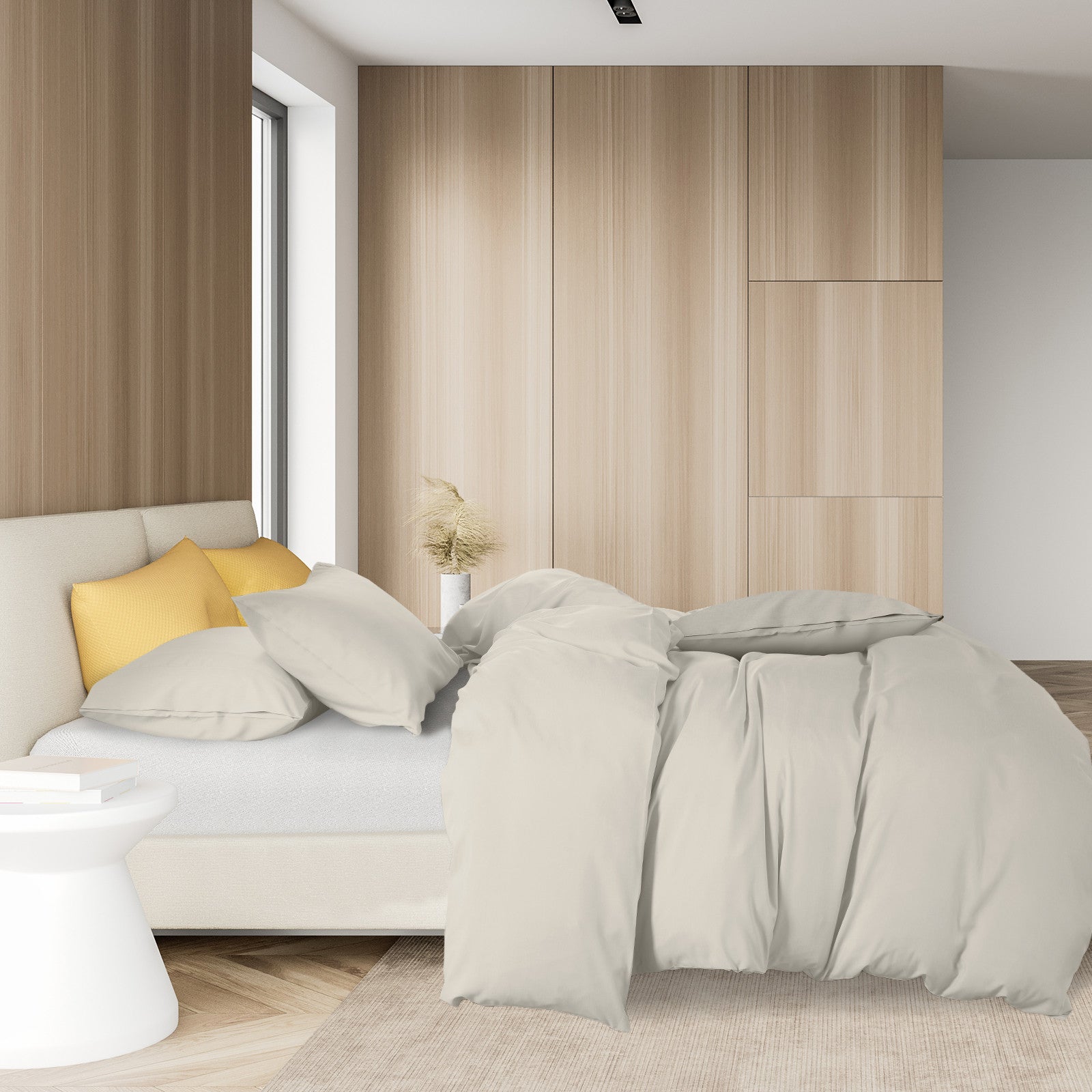 Royal Comfort 1000TC Cotton Blend Quilt Cover Sets King - Pebble-1902483605968523266