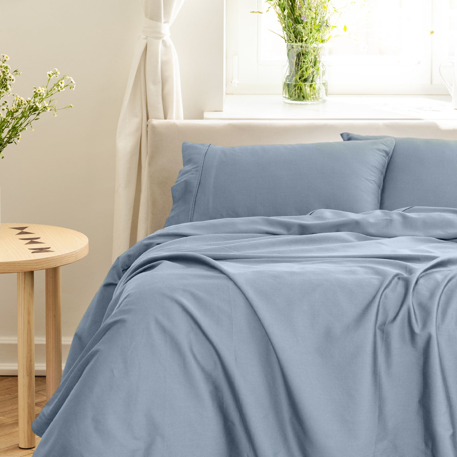 Royal Comfort - Balmain 1000TC Bamboo Cotton Sheet Set - King - Blue Fog-1951134854129258496