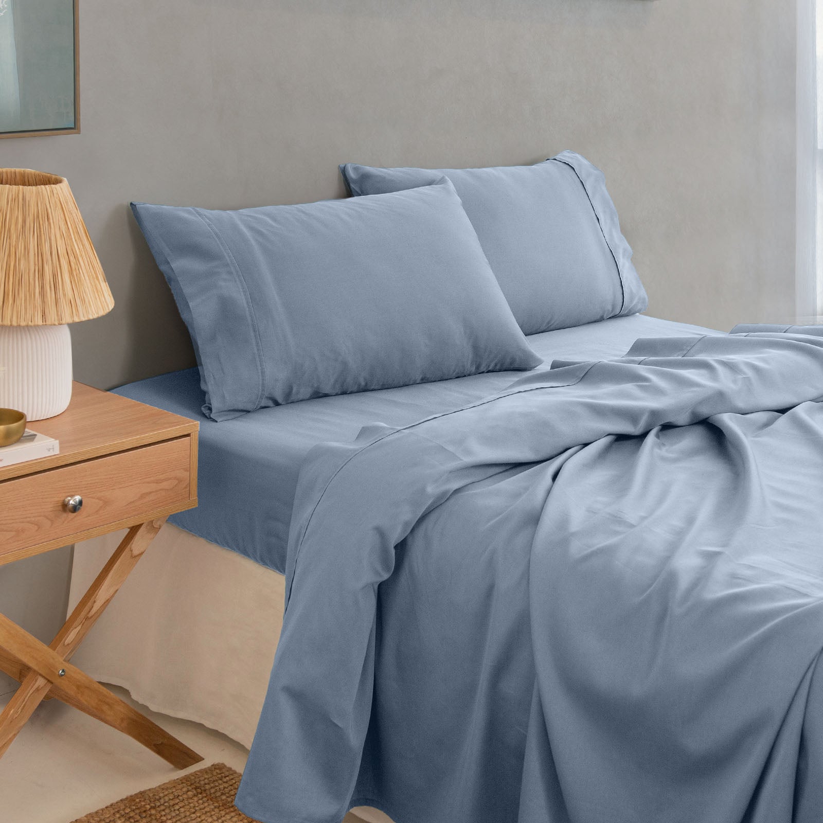 Royal Comfort - Balmain 1000TC Bamboo Cotton Sheet Set - King - Blue Fog-1951134854129258497