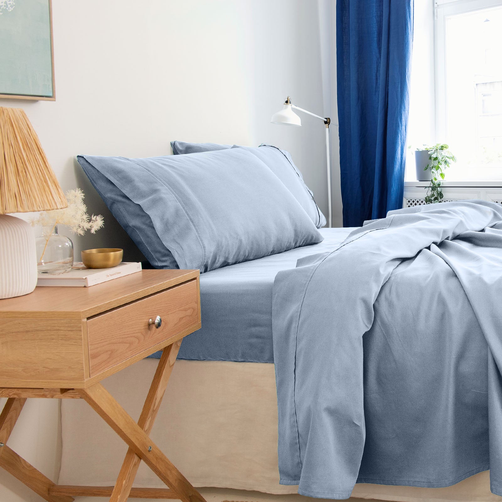 Royal Comfort - Balmain 1000TC Bamboo Cotton Sheet Set - King - Blue Fog-1951134854129258498