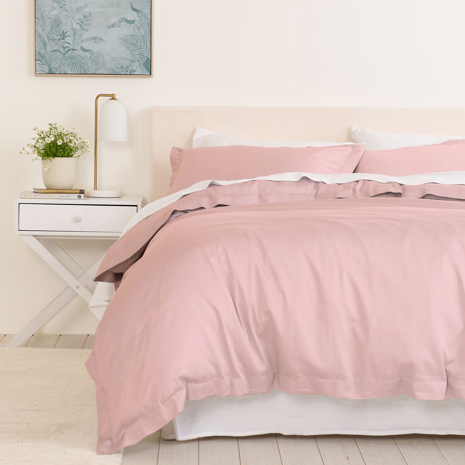 Royal Comfort - Balmain 1000TC Bamboo cotton Quilt Cover Sets (Queen) - Blush-1951134823833800704