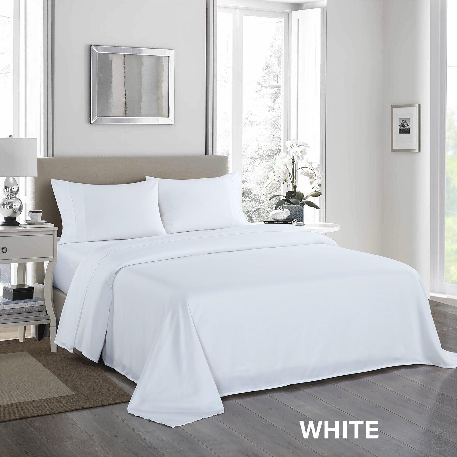 Royal Comfort 1200TC Ultrasoft 4 Piece Sheet Set - Queen - White-1951134857669251077