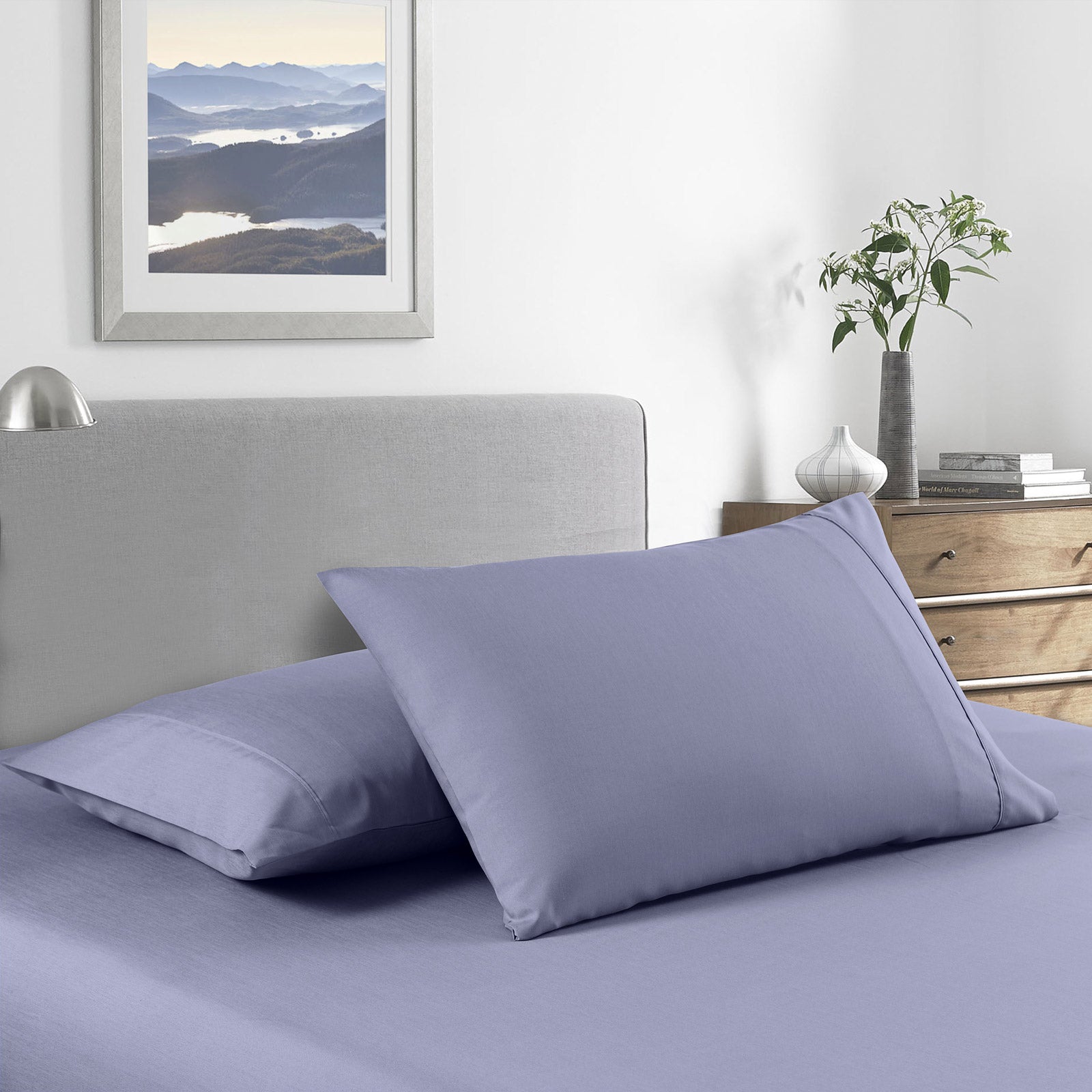 Royal Comfort Bamboo Cooling 2000TC Sheet Set - Double-Lilac Grey-1951134859921592321