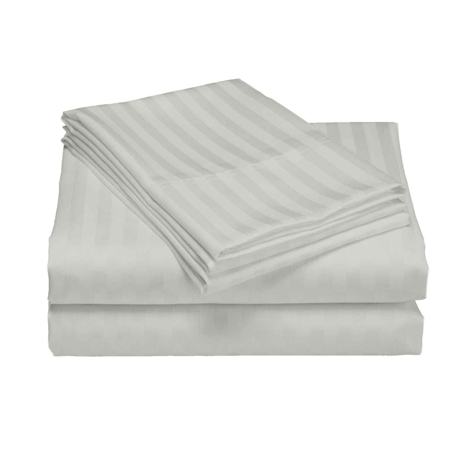Royal Comfort 1200 Thread count Damask Stripe Cotton Blend sheet sets Queen Silver-1951134866833805315