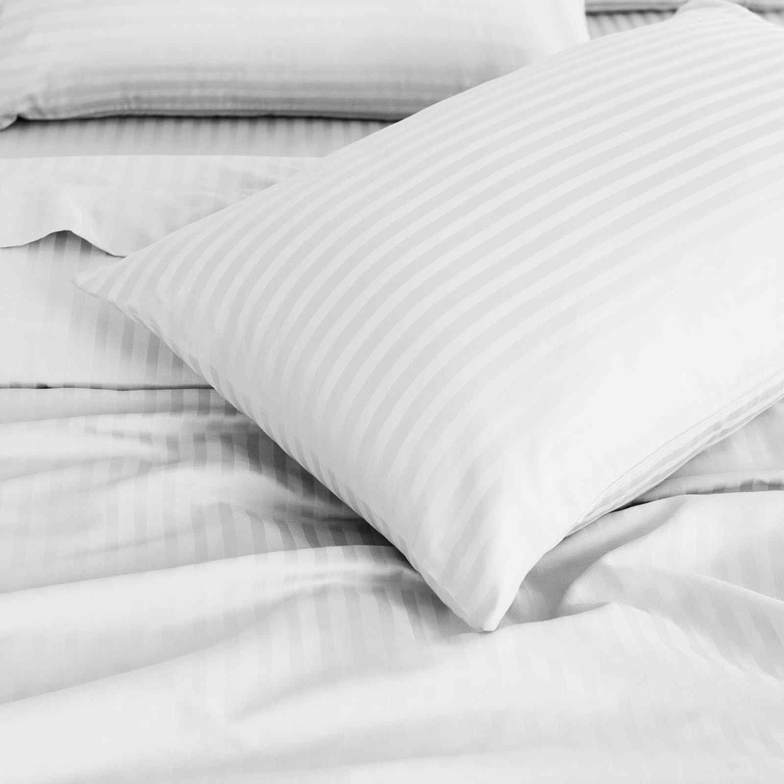 Royal Comfort 1200 Thread count Damask Stripe Cotton Blend sheet sets King White-1899951219976310788
