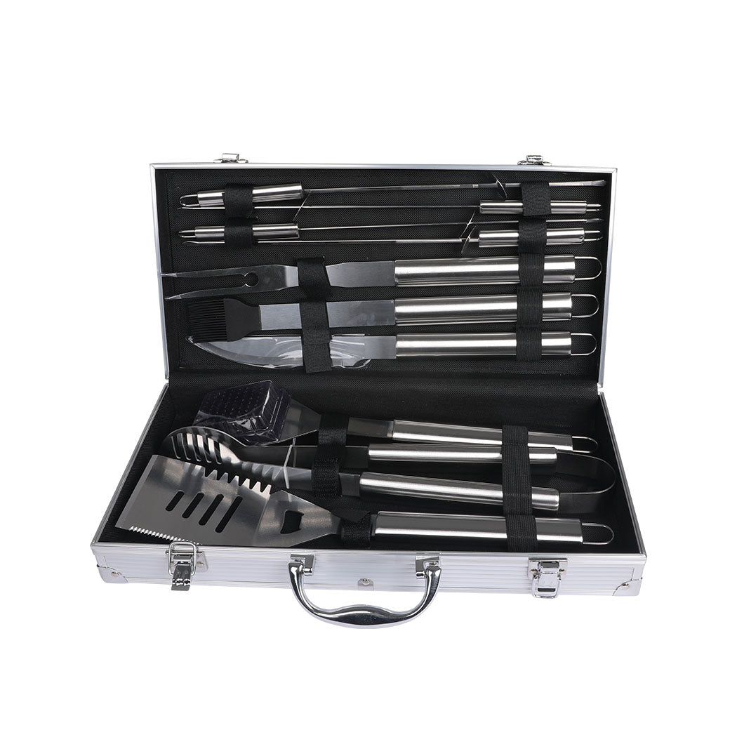 BBQ Tool Set 10‑Piece – Stainless Steel Grill Accessories with Case