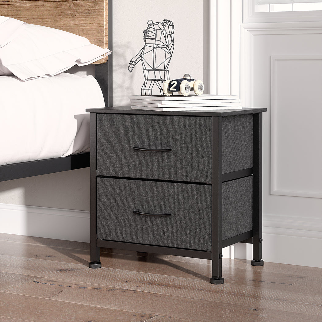 Levede Storage Cabinet Chest of 2 Drawers Dark Grey-1864183277011734535