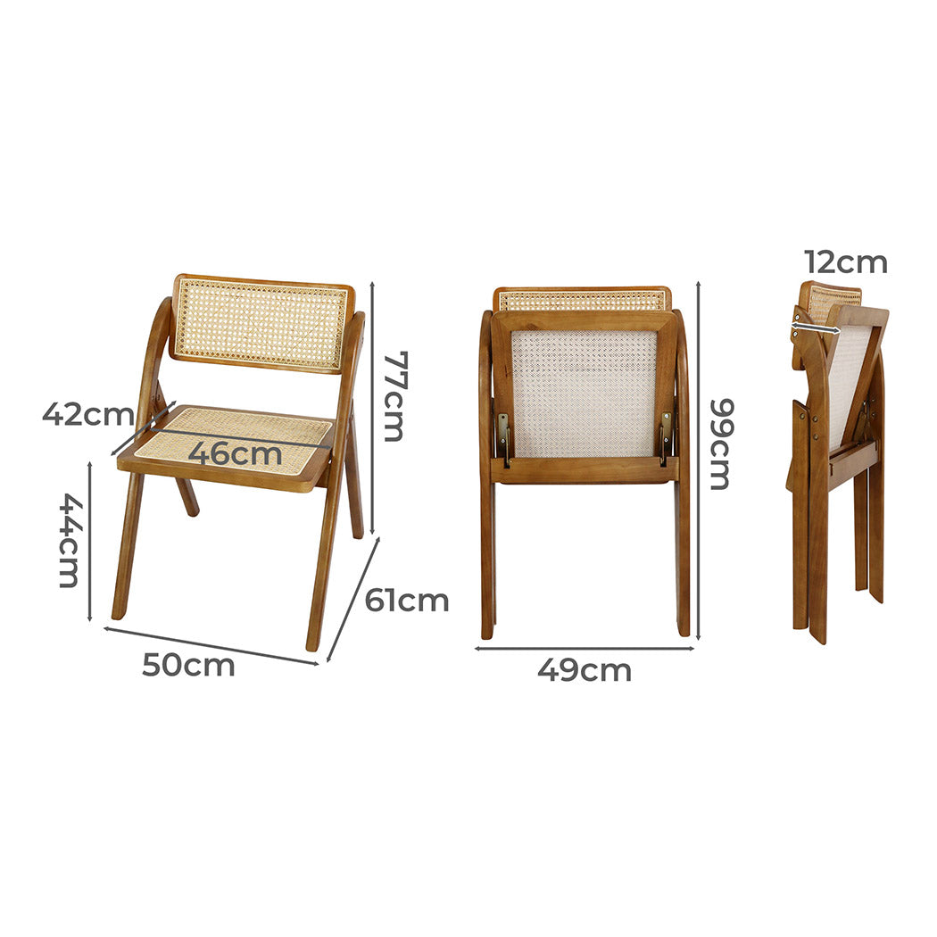Levede 2X Foldable Rattan Dining Chairs Walnut-1910113291703816194