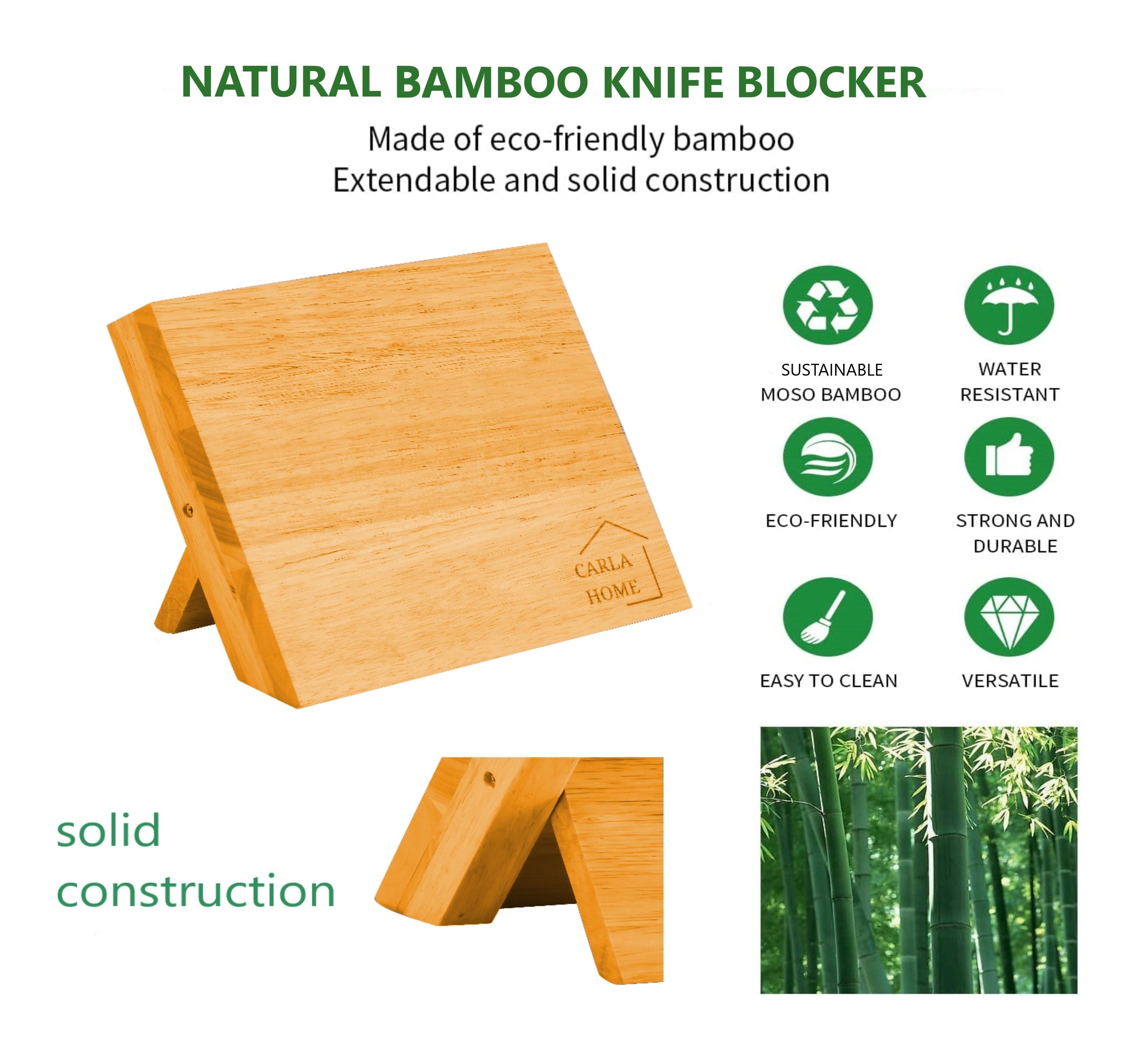 CARLA HOME Natural Bamboo Magnetic Knife Block Holder with Strong Magnets for Home Kitchen Storage & Organisation-1992735297133219845