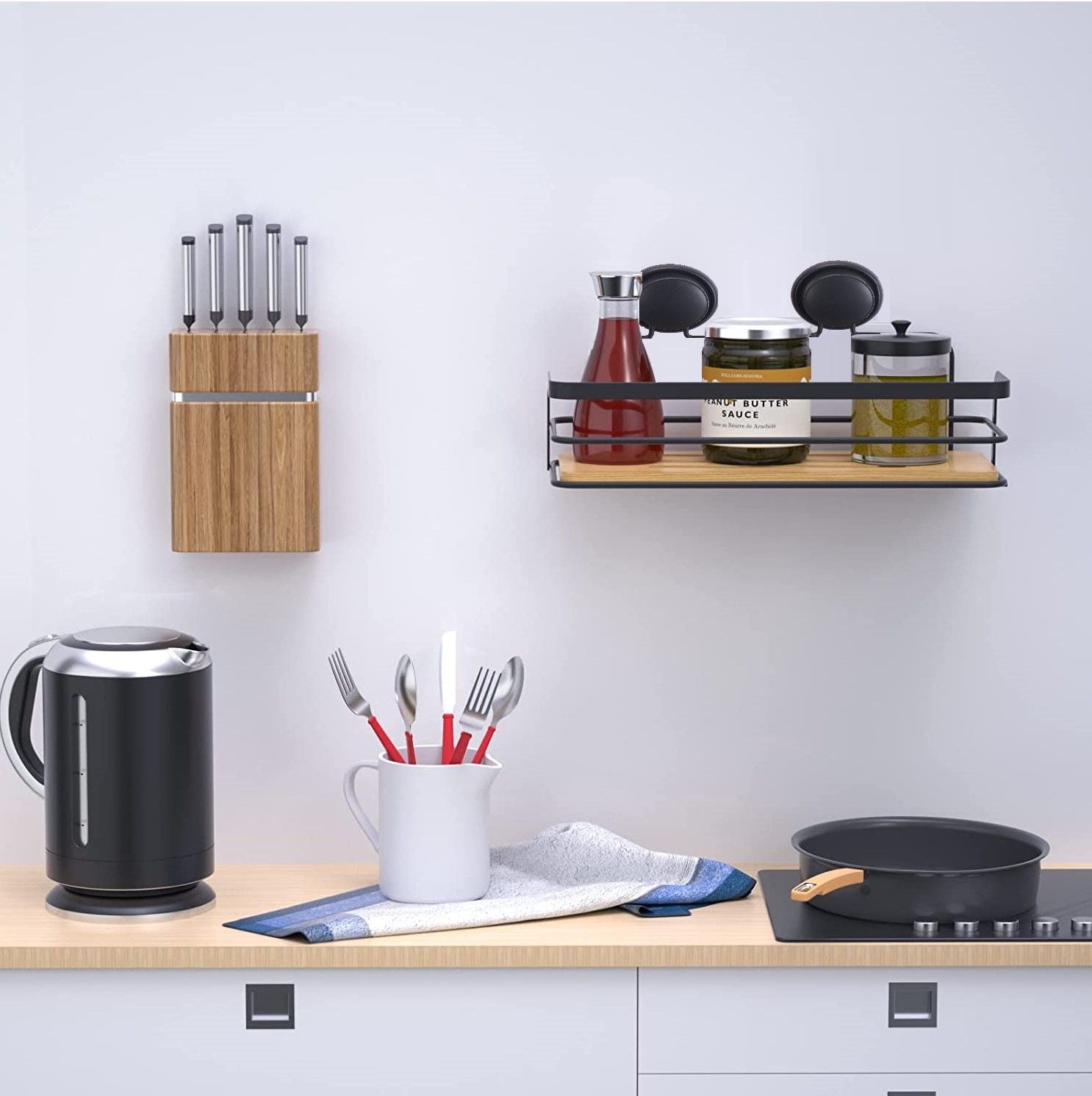 CARLA HOME  2 Pack Rectangular Bamboo Corner Shower Caddy Shelf Basket Rack with Premium Vacuum Suction Cup No-Drilling for Bathroom and Kitchen-1992735301767925762