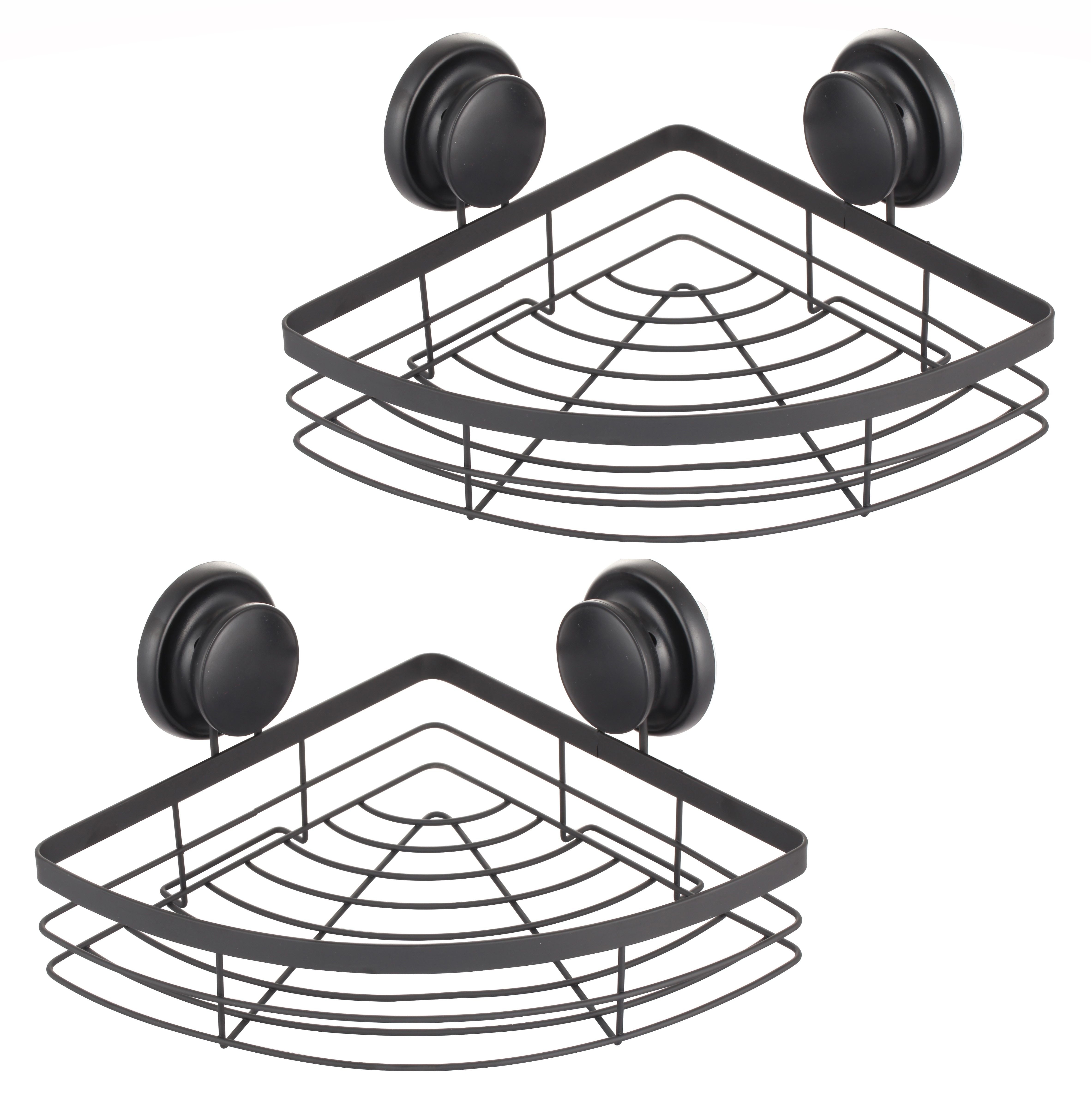 CARLA HOME  2 Pack Round Corner Shower Caddy Shelf Basket Rack with Premium Vacuum Suction Cup No-Drilling for Bathroom and Kitchen-1992735300270559232