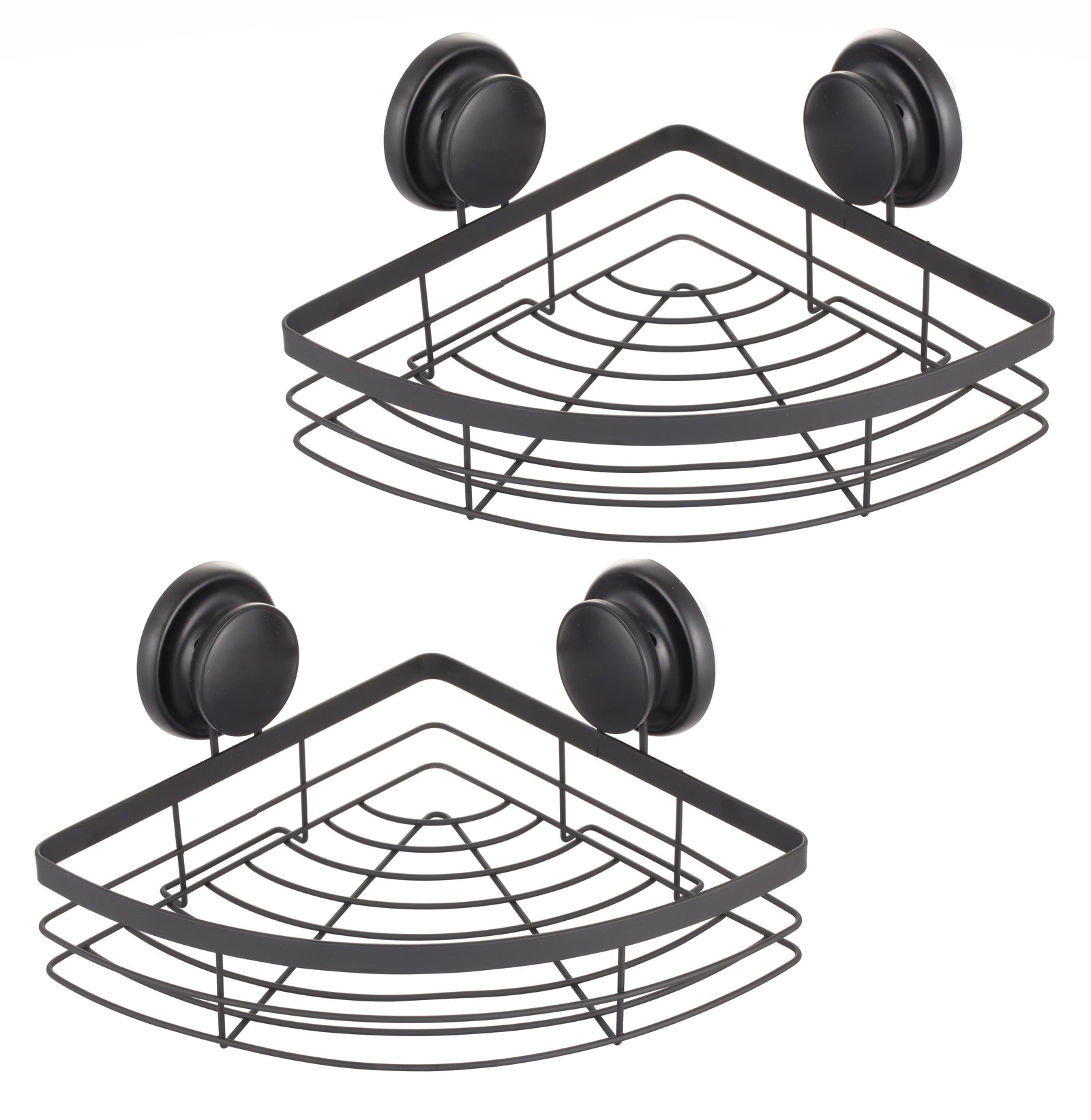 CARLA HOME  2 Pack Round Corner Shower Caddy Shelf Basket Rack with Premium Vacuum Suction Cup No-Drilling for Bathroom and Kitchen-1992735300270559232