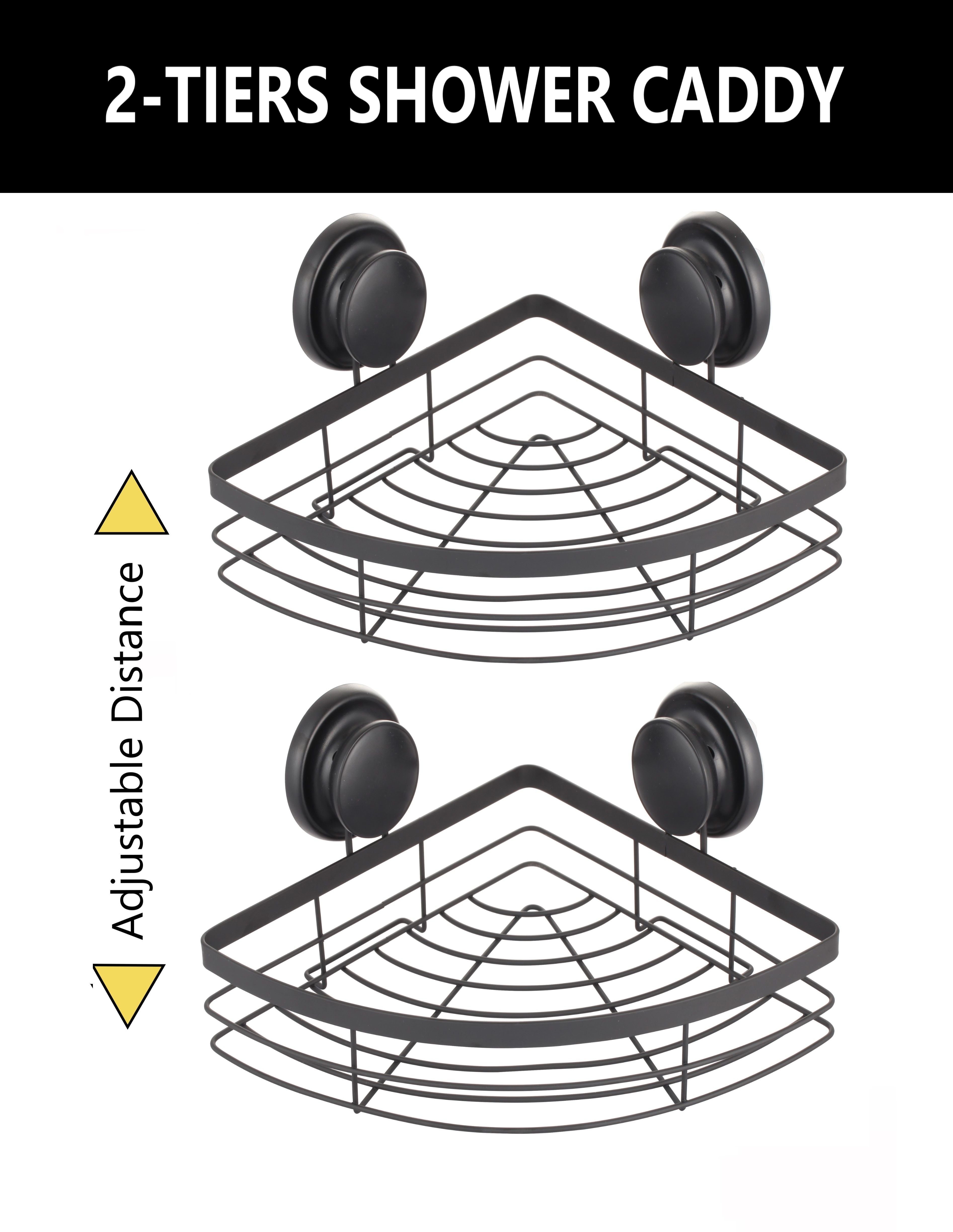 CARLA HOME  2 Pack Round Corner Shower Caddy Shelf Basket Rack with Premium Vacuum Suction Cup No-Drilling for Bathroom and Kitchen-1992735300270559233