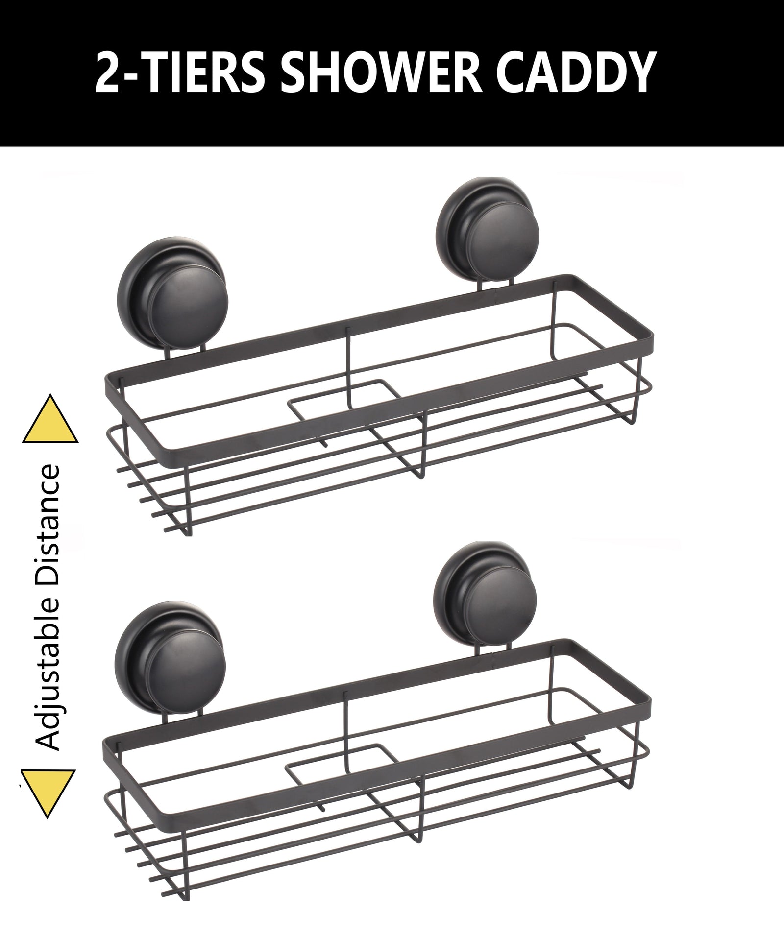 CARLA HOME  2 Pack Rectangular Corner Shower Caddy Shelf Basket Rack with Premium Vacuum Suction Cup No-Drilling for Bathroom and Kitchen-1992735303034605570