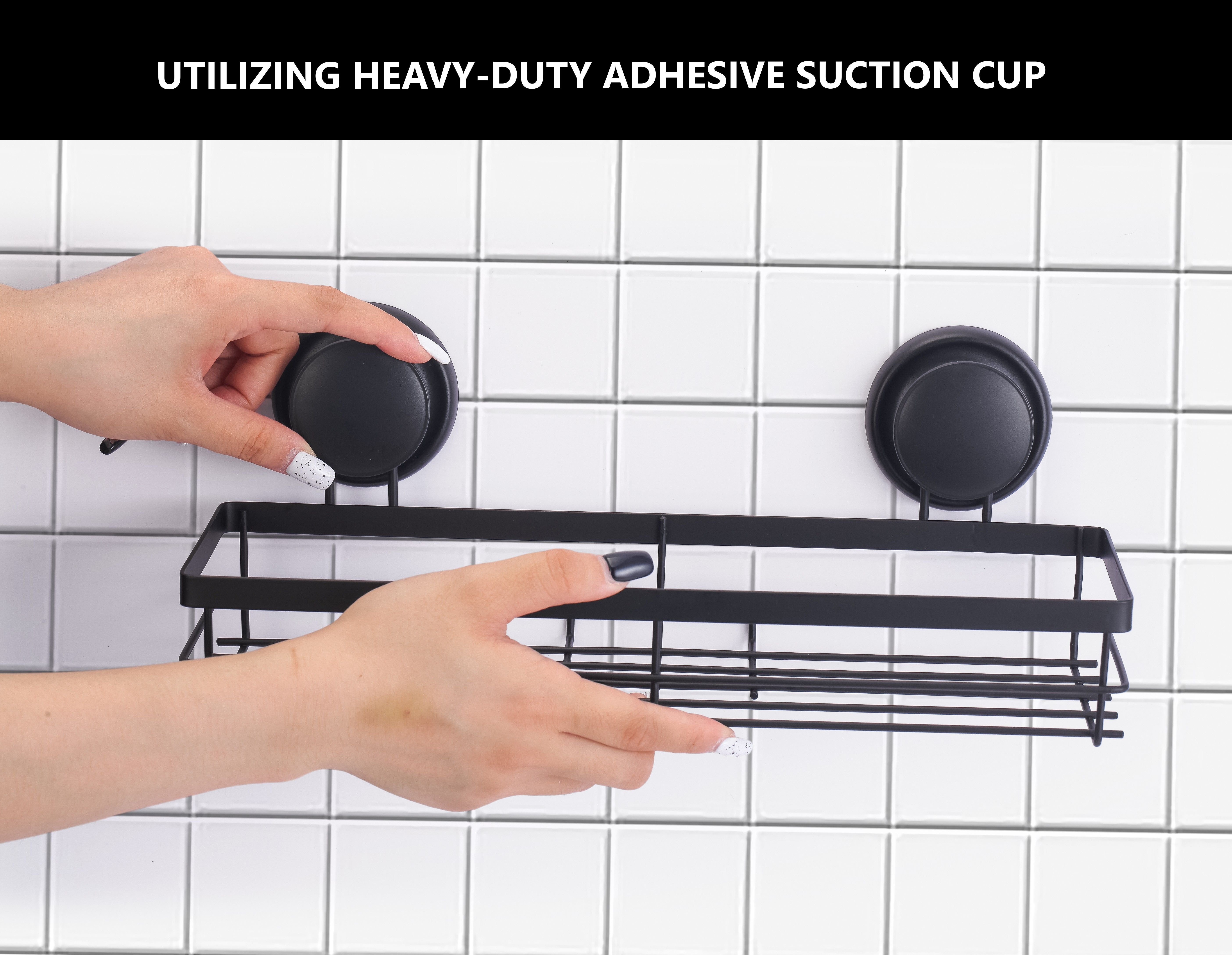 CARLA HOME  2 Pack Rectangular Corner Shower Caddy Shelf Basket Rack with Premium Vacuum Suction Cup No-Drilling for Bathroom and Kitchen-1992735303034605572