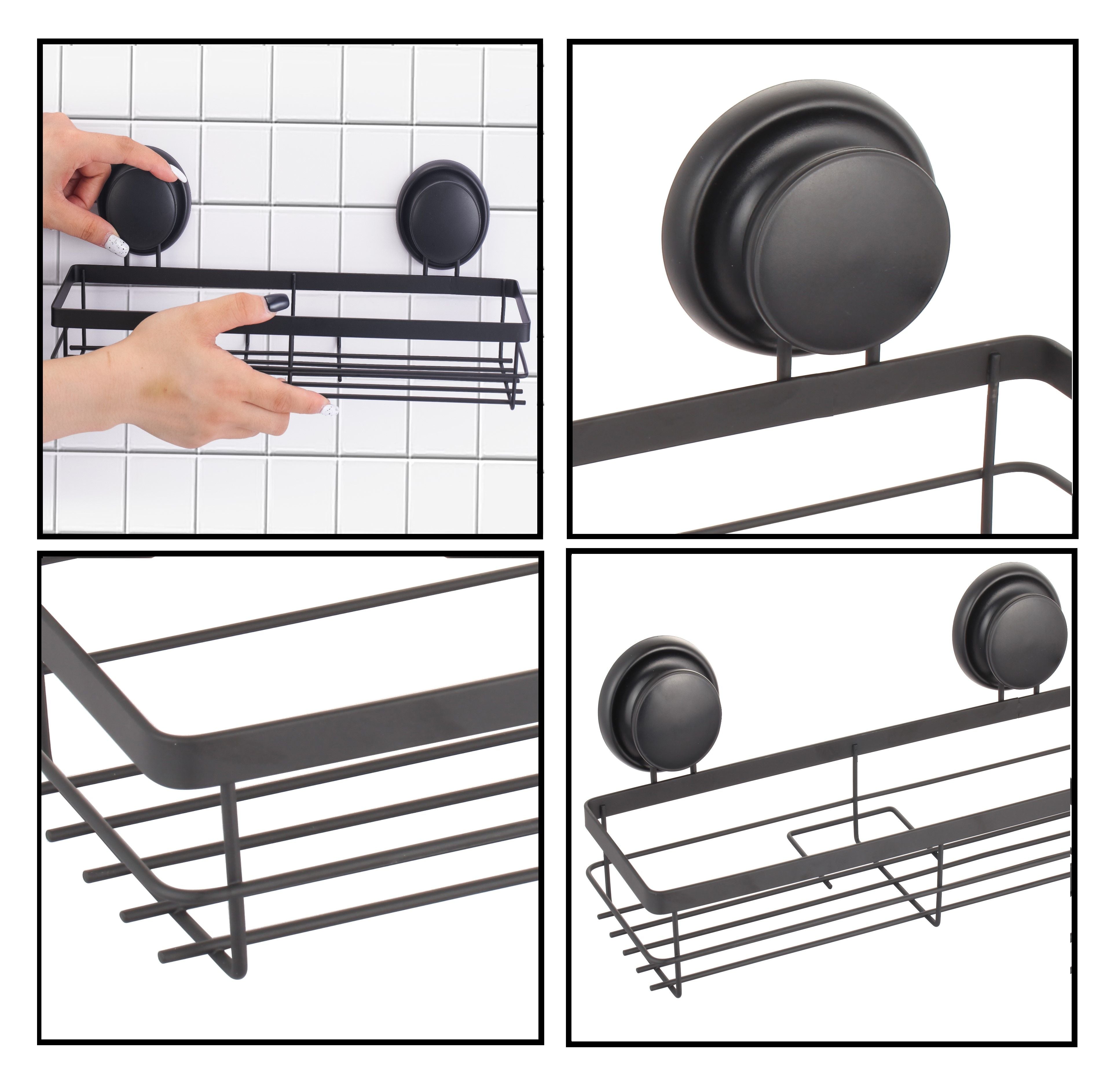 CARLA HOME  2 Pack Rectangular Corner Shower Caddy Shelf Basket Rack with Premium Vacuum Suction Cup No-Drilling for Bathroom and Kitchen-1992735303034605573