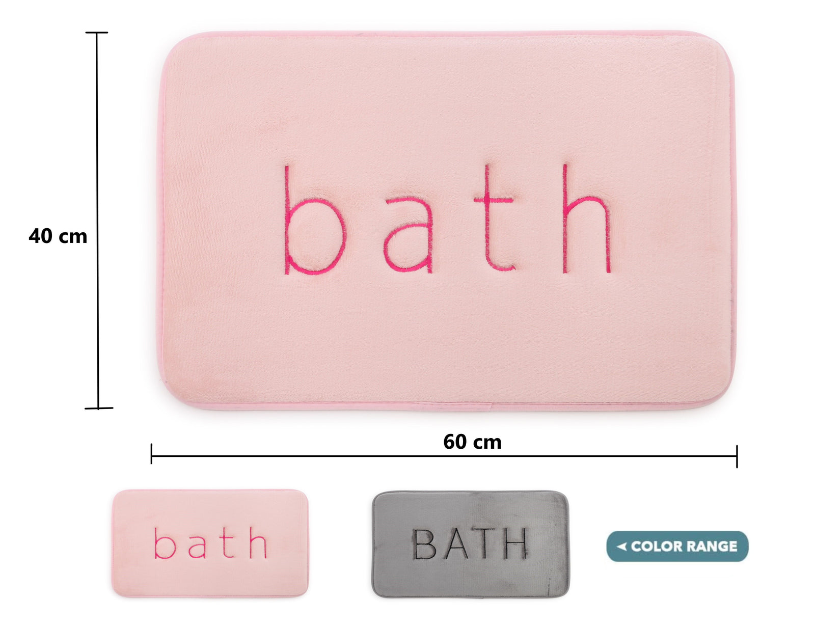 CARLA HOME Extra Thick Memory Foam & Super Comfort Bath Rug Mat for Bathroom (60 x 40 cm, Pink)-1992735299377172481