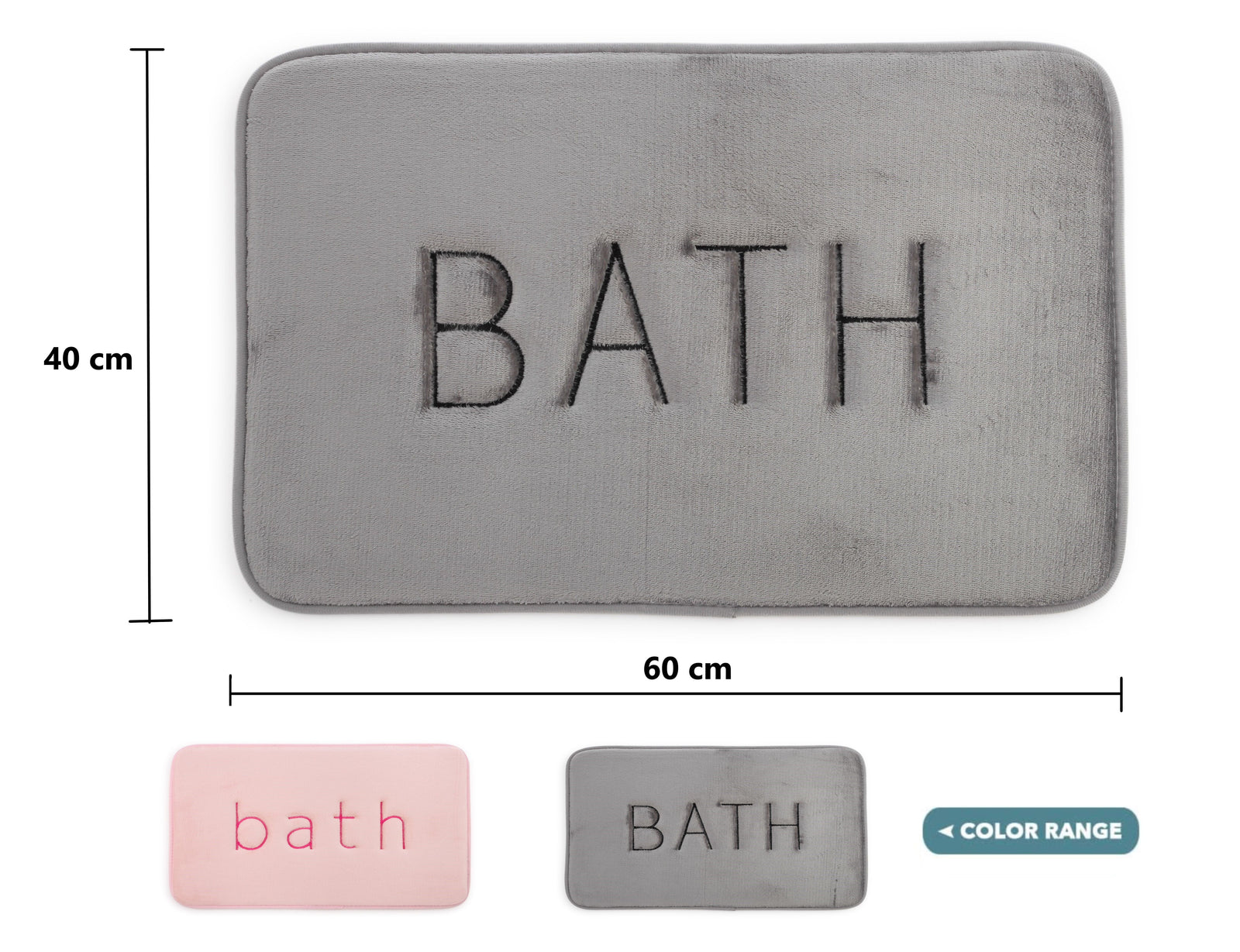 CARLA HOME Extra Thick Memory Foam & Super Comfort Bath Rug Mat for Bathroom (60 x 40 cm, Grey)-1992735299553333249
