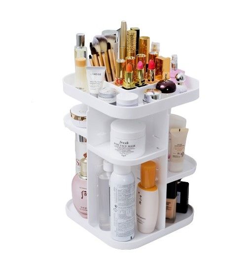 CARLA HOME 360 Rotating Large Capacity Makeup Organizer for Bedroom and Bathroom (White)-1992735294788603904