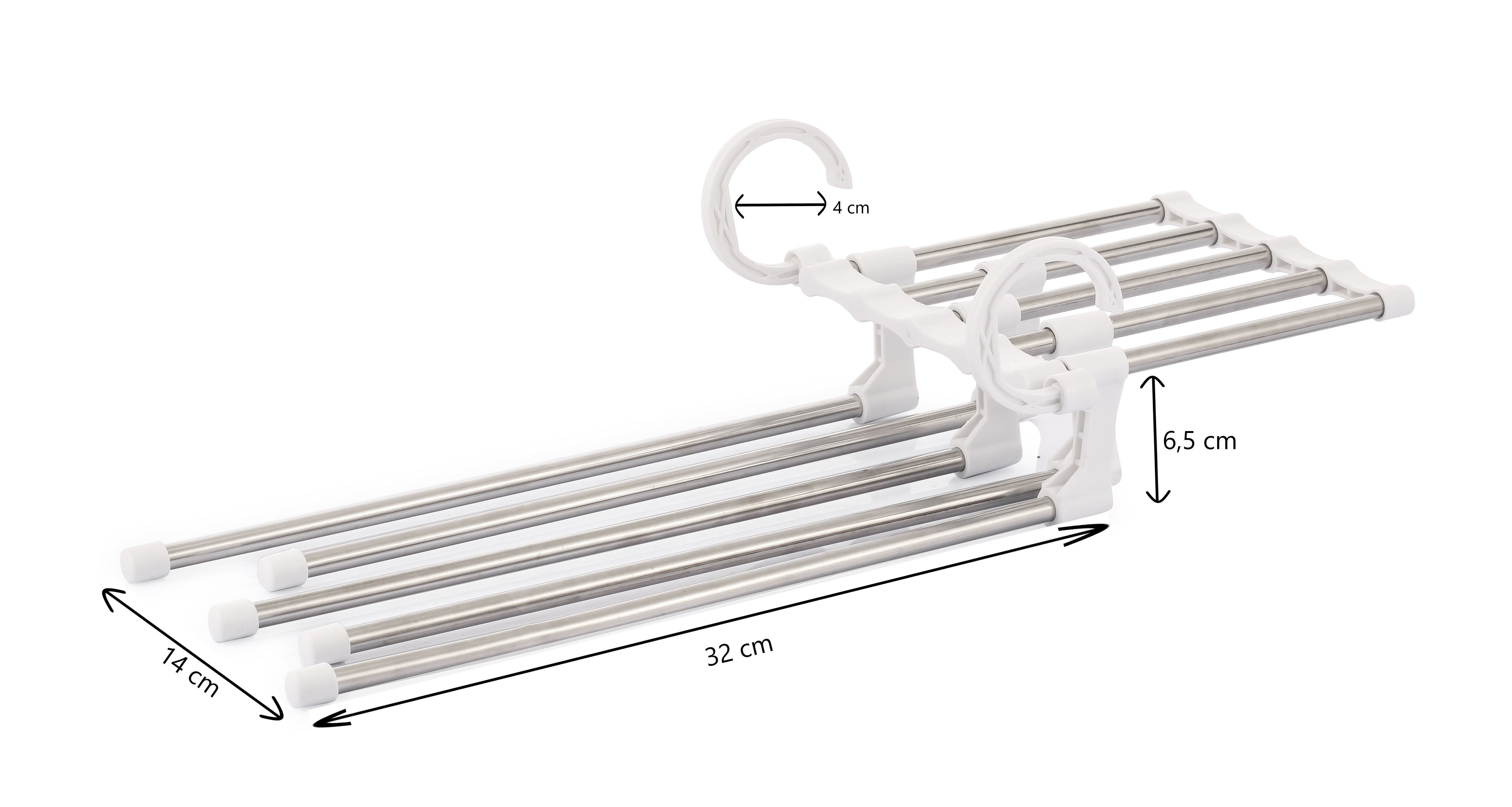 4 Pack Stainless Steel Adjustable 5 in 1 Pants Hangers Non-Slip Space Saving for Home Storage-1978962243320156160