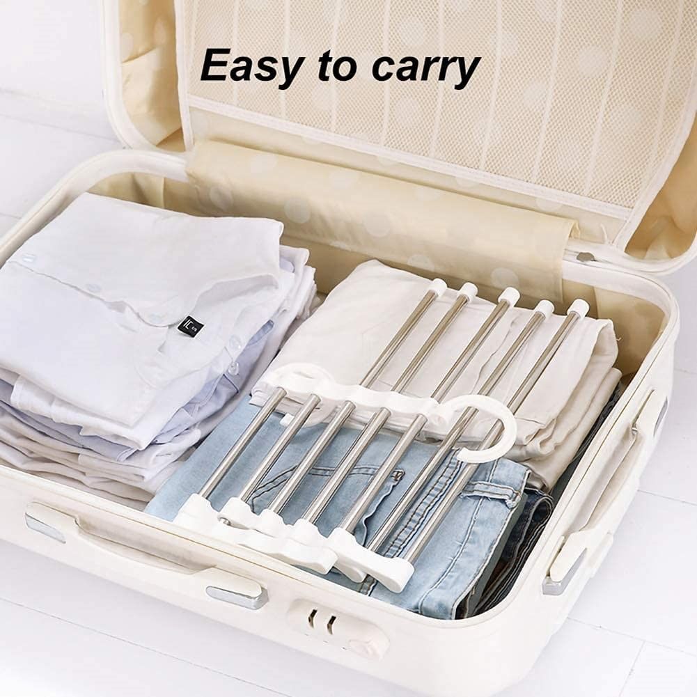 4 Pack Stainless Steel Adjustable 5 in 1 Pants Hangers Non-Slip Space Saving for Home Storage-1978962243320156165