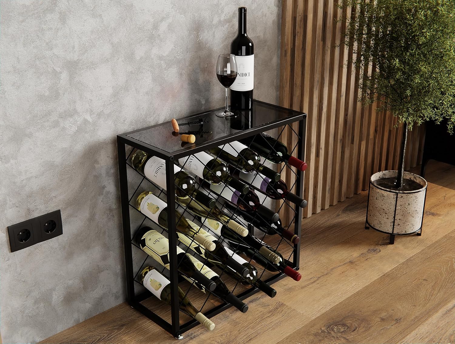 CARLA HOME Freestanding Metal Wine Rack for 25 Bottles-1992735287901556738