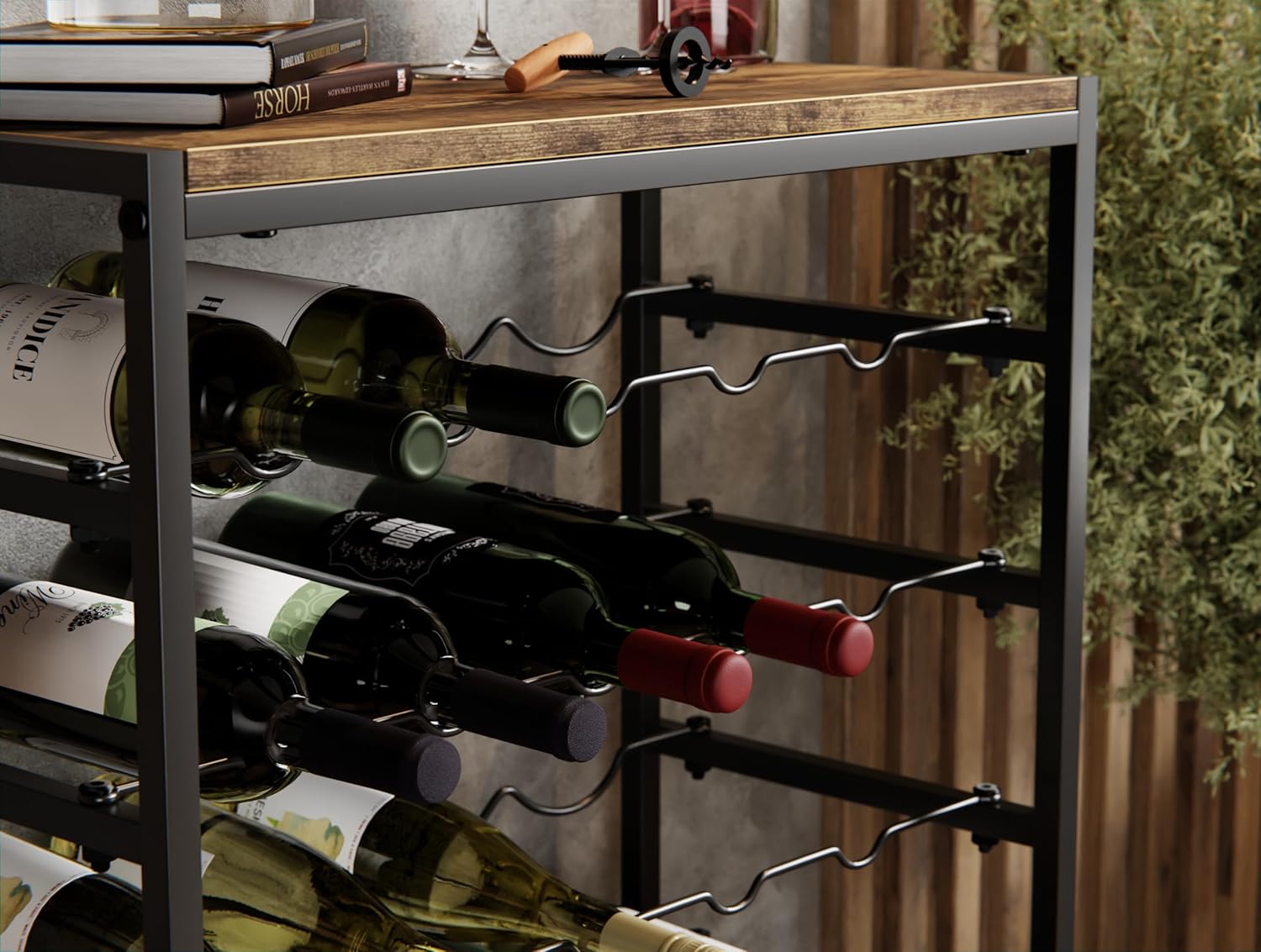 CARLA HOME 6-Tier Freestanding Wine Rack for 30 Bottles with Wood Countertop and Sturdy Metal Frame-1992735287175942146