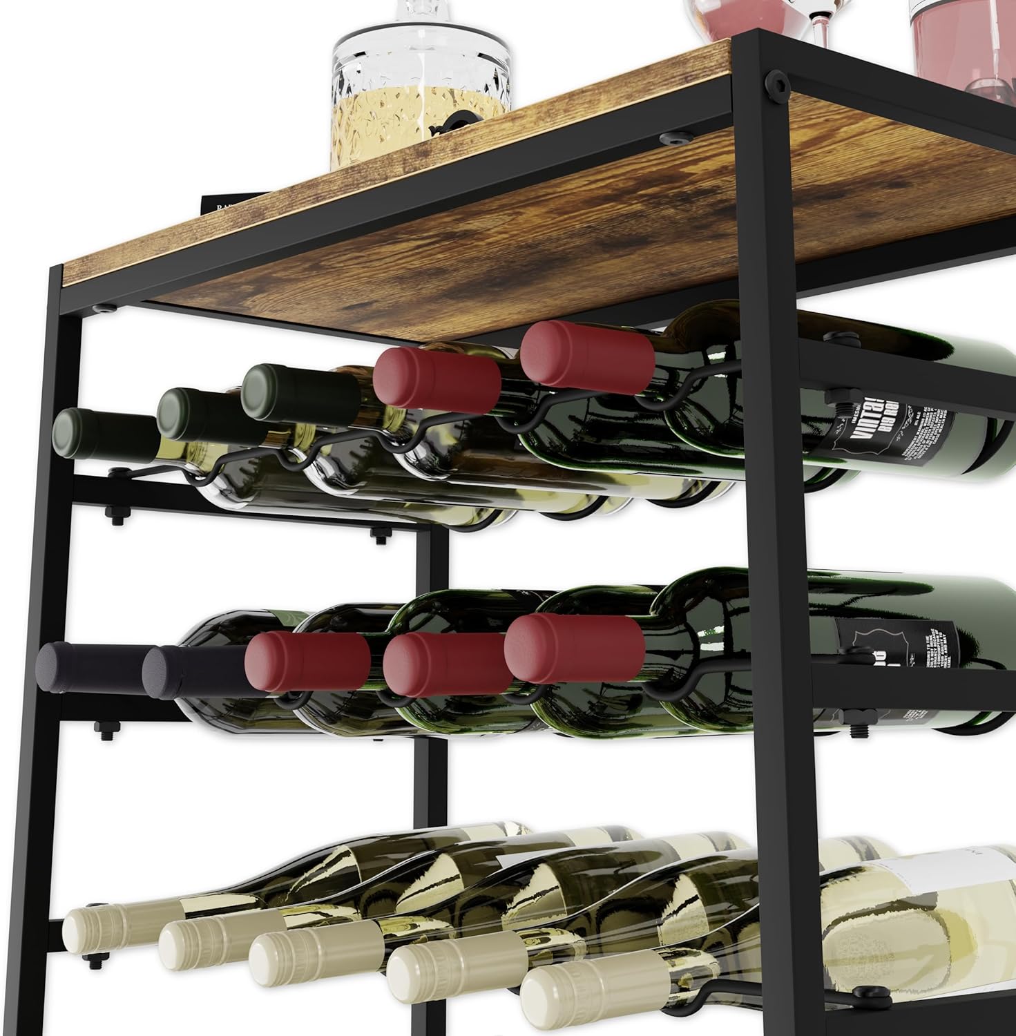 CARLA HOME 6-Tier Freestanding Wine Rack for 30 Bottles with Wood Countertop and Sturdy Metal Frame-1992735287175942148