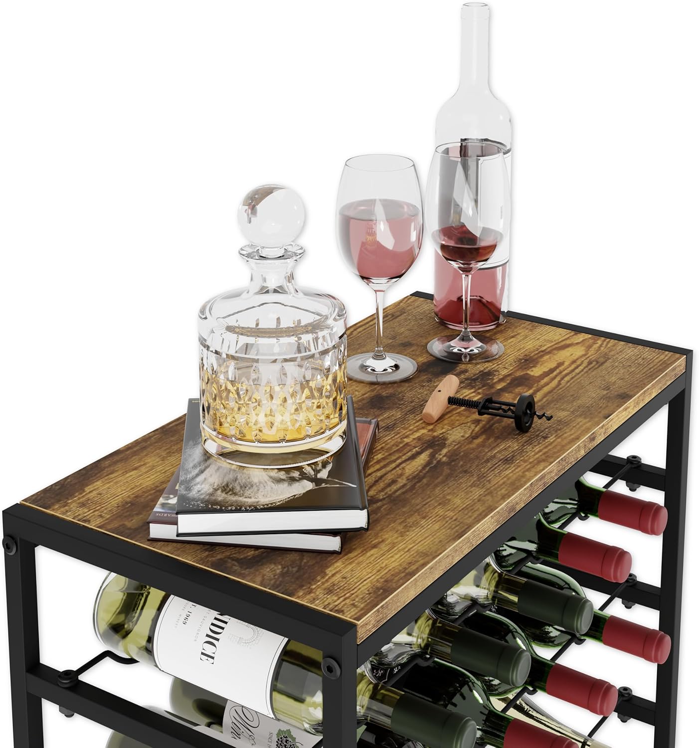 CARLA HOME 6-Tier Freestanding Wine Rack for 30 Bottles with Wood Countertop and Sturdy Metal Frame-1992735287175942149
