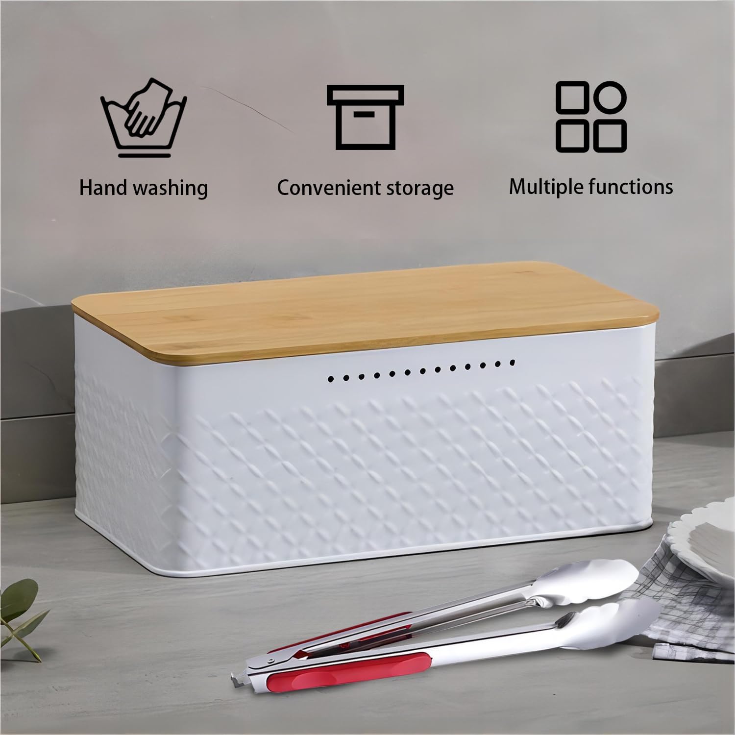 CARLA HOME Bread Bin with Bamboo Lid used as Chopping Board for Kitchen Countertop-1992735288803332104