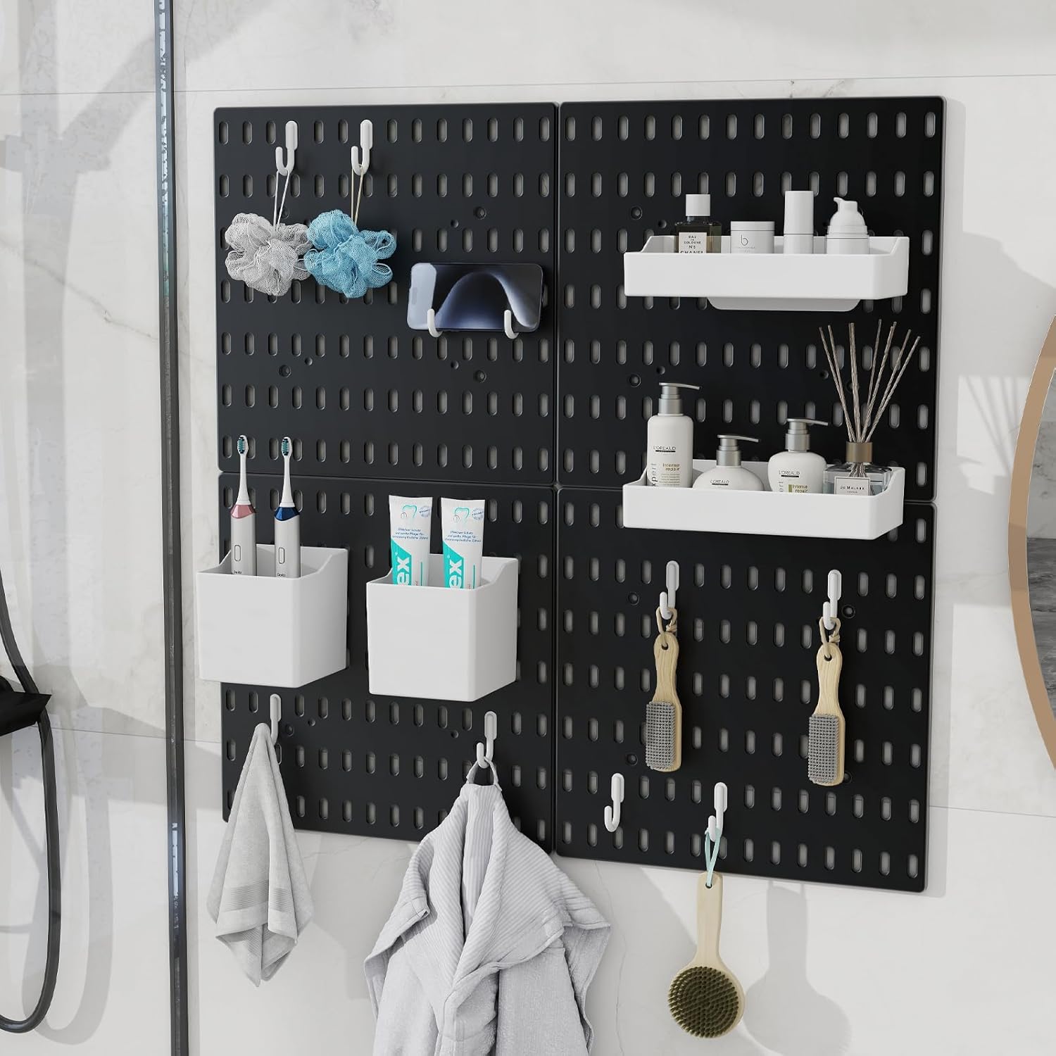 CARLA HOME Pegboard Combination Kit with 4 Pegboards and 18 Accessories Modular Hanging for Wall Organiser-1978962248428818436