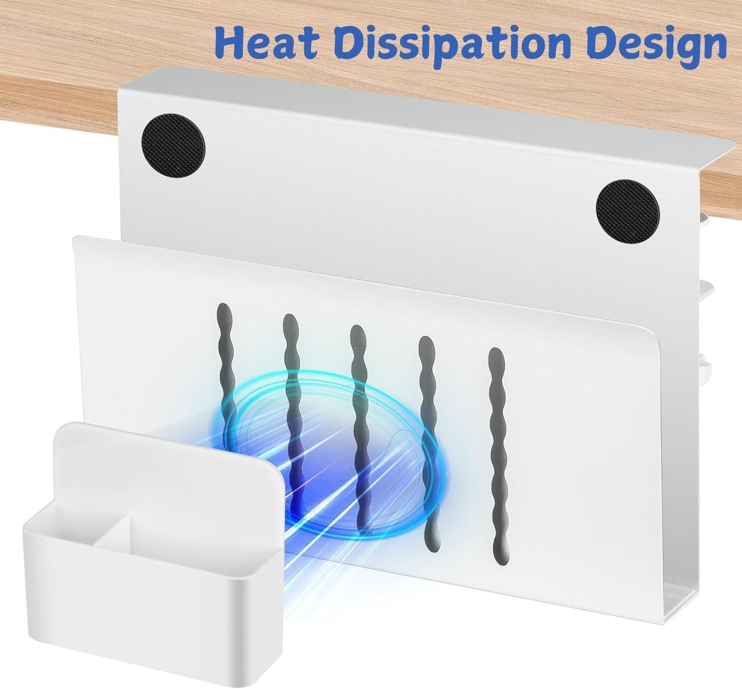 CARLA HOME Under Desk Side Laptop Holder Storage with No Drill Cable Management Tray and Pen Storage for Office and Home-1992735296592154630
