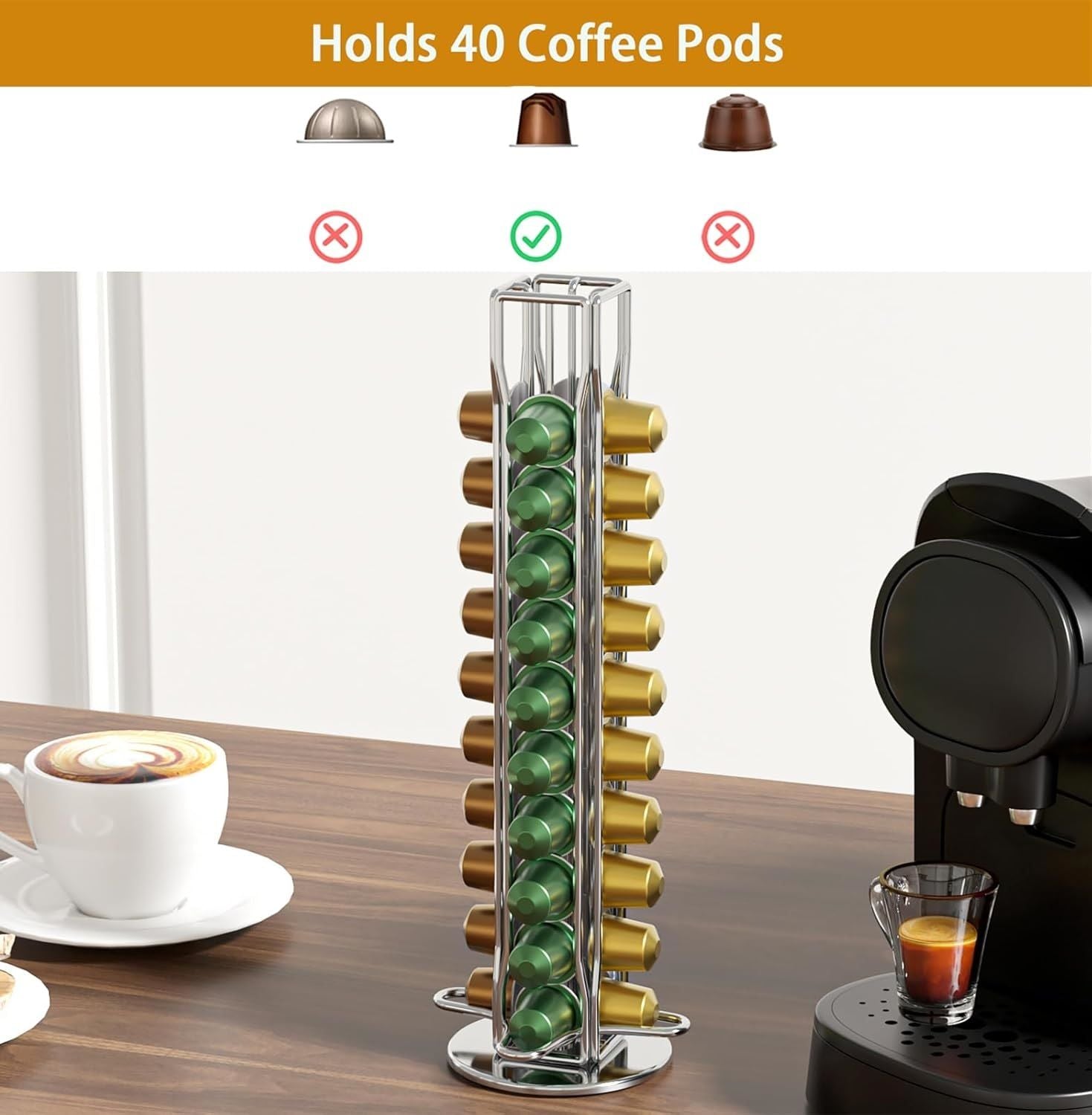 CARLA HOME Coffee Pods Holder Storage Compatible with 40 Nespresso Pods-1992735294604054530